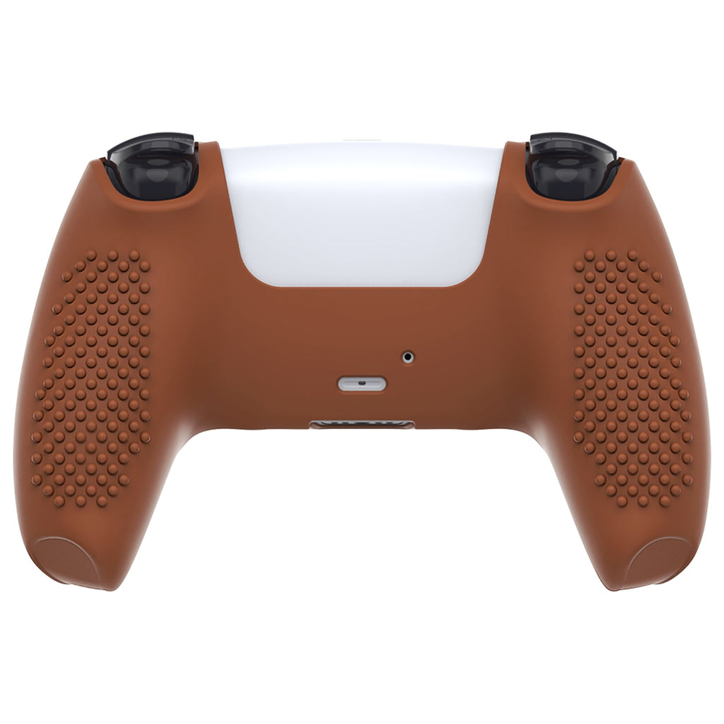 PlayVital 3D Studded Edition Anti-Slip Silicone Cover Skin with Thumb Grip Caps for PS5 Wireless Controller - Signal Brown PlayVital