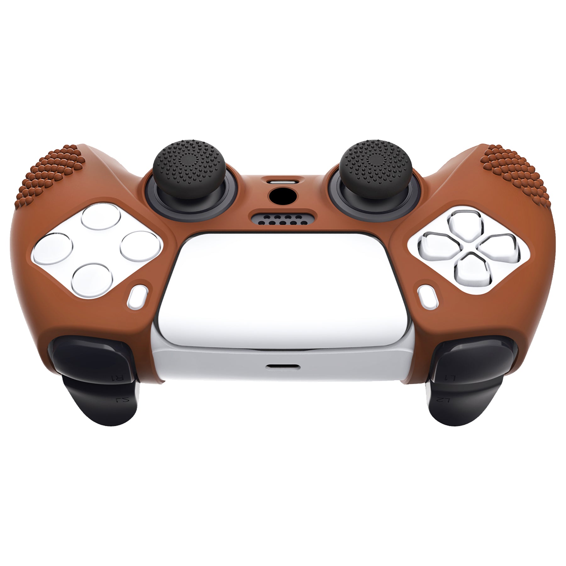 PlayVital 3D Studded Edition Anti-Slip Silicone Cover Skin with Thumb Grip Caps for PS5 Wireless Controller - Signal Brown PlayVital