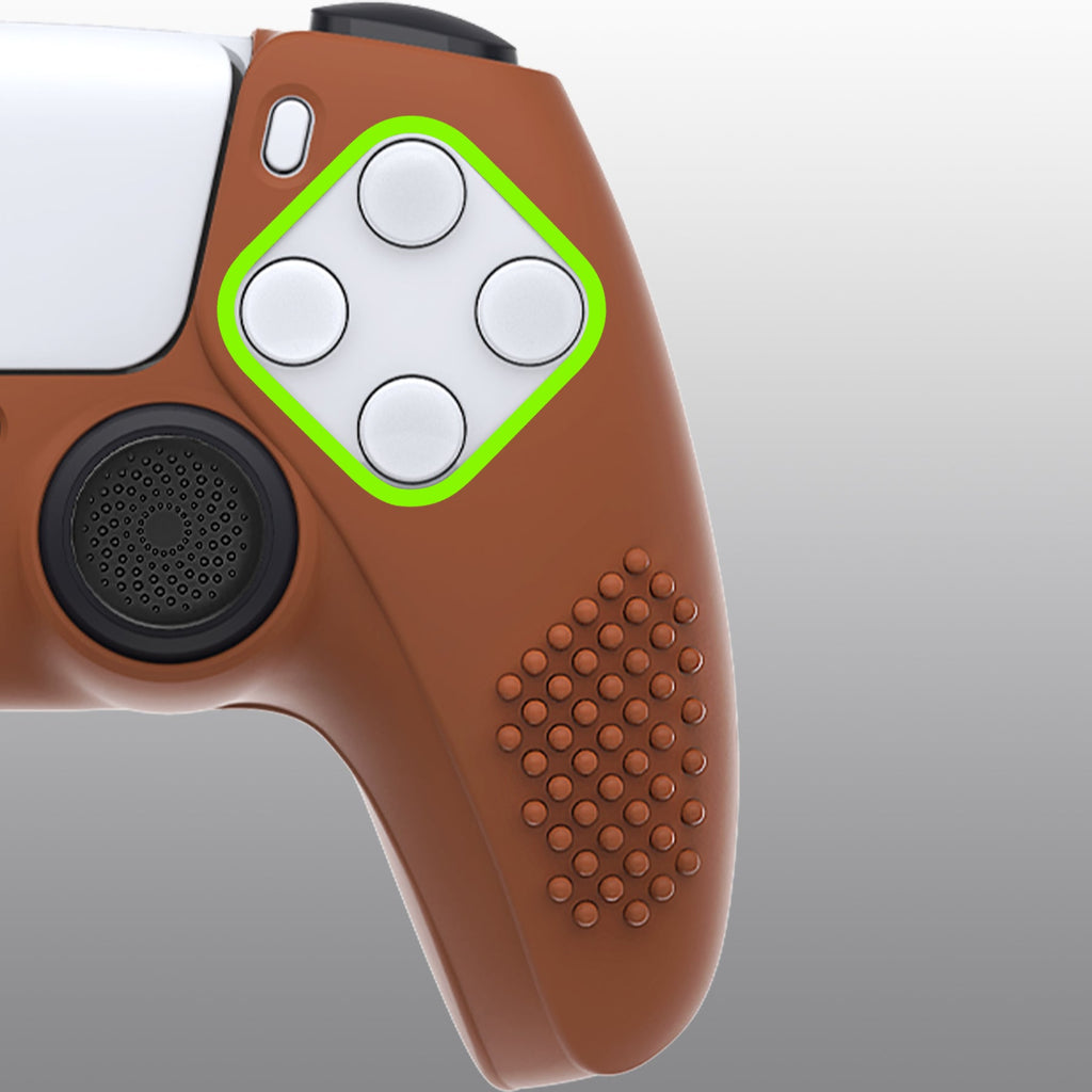 PlayVital 3D Studded Edition Anti-Slip Silicone Cover Skin with Thumb Grip Caps for PS5 Wireless Controller - Signal Brown PlayVital