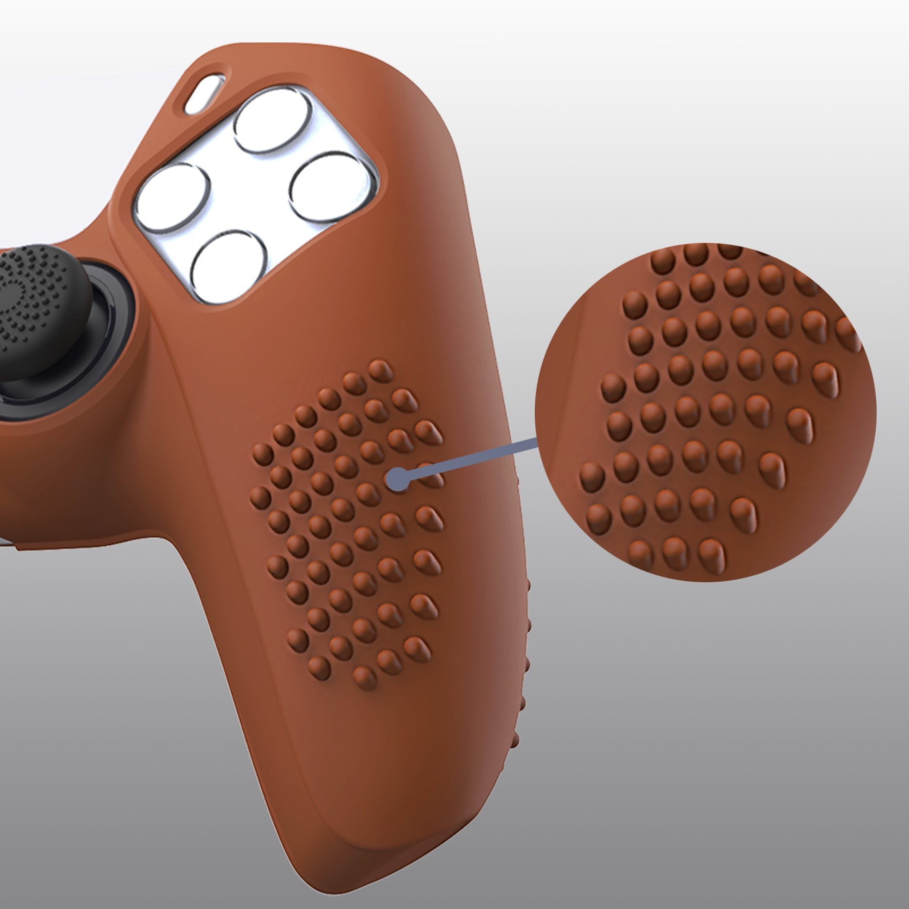PlayVital 3D Studded Edition Anti-Slip Silicone Cover Skin with Thumb Grip Caps for PS5 Wireless Controller - Signal Brown PlayVital