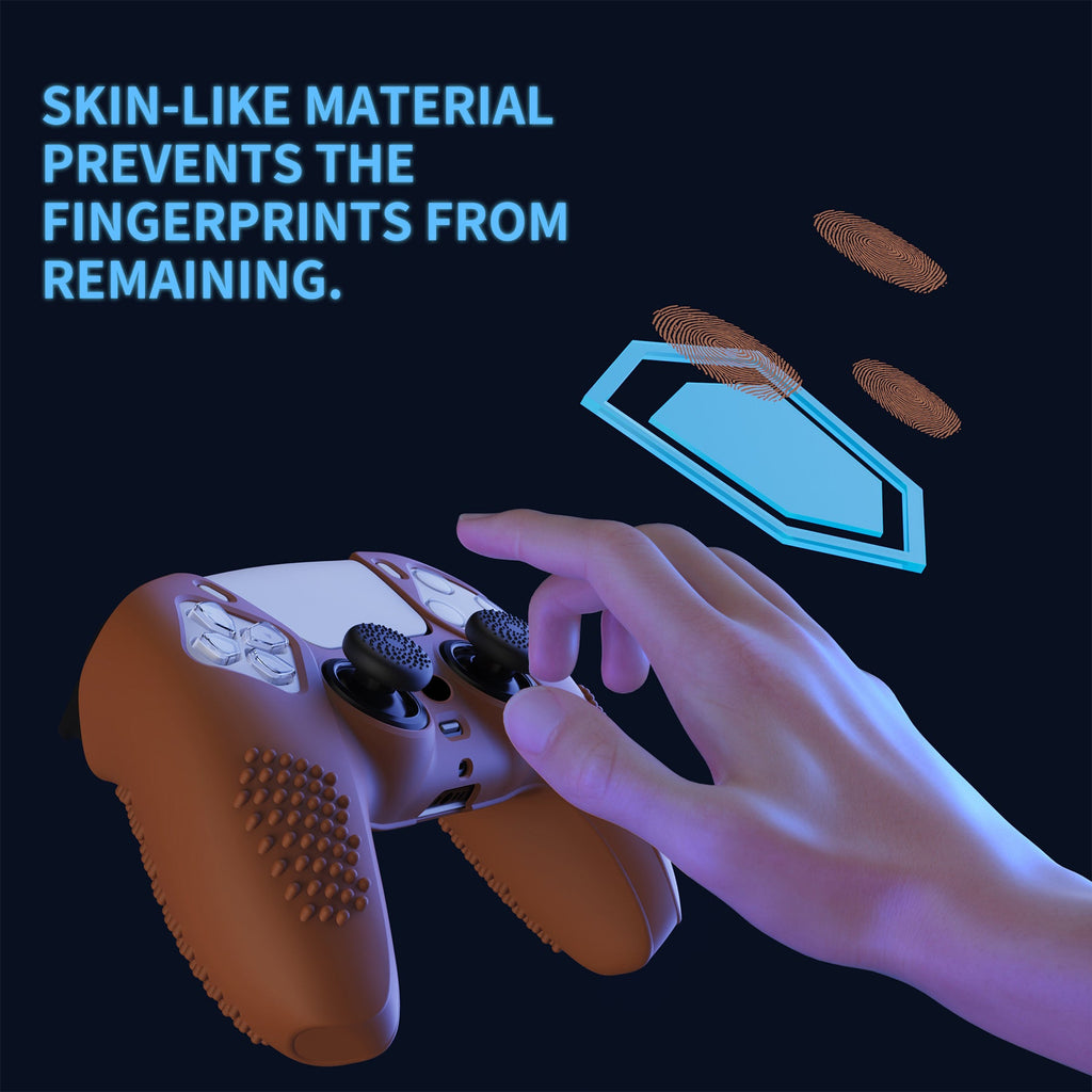 PlayVital 3D Studded Edition Anti-Slip Silicone Cover Skin with Thumb Grip Caps for PS5 Wireless Controller - Signal Brown PlayVital