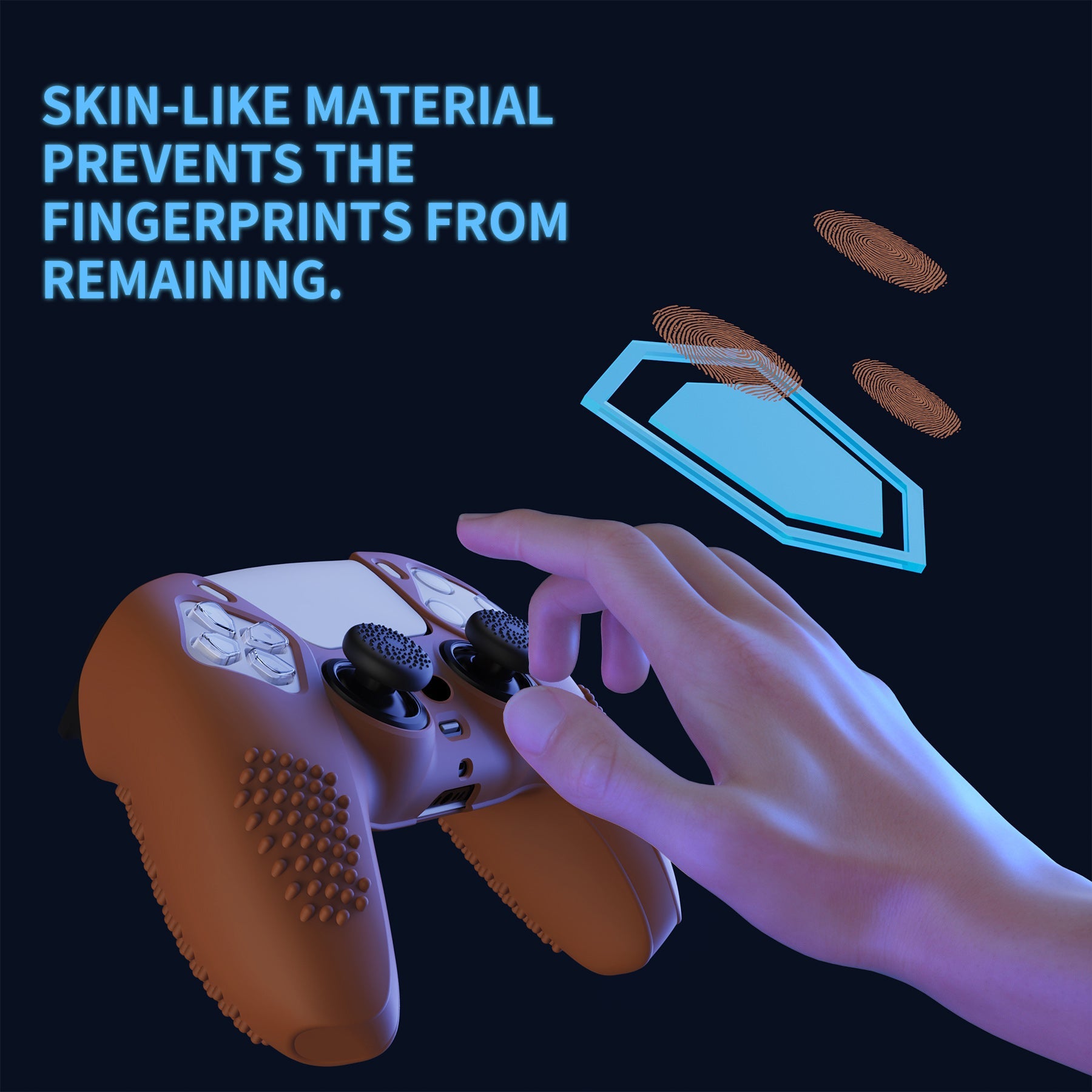 PlayVital 3D Studded Edition Anti-Slip Silicone Cover Skin with Thumb Grip Caps for PS5 Wireless Controller - Signal Brown PlayVital