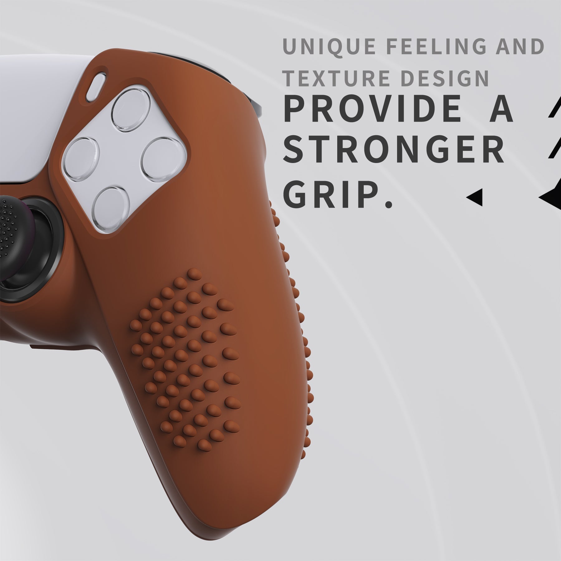 PlayVital 3D Studded Edition Anti-Slip Silicone Cover Skin with Thumb Grip Caps for PS5 Wireless Controller - Signal Brown PlayVital