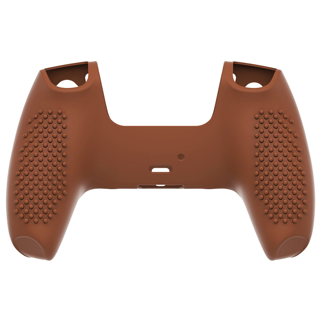 PlayVital 3D Studded Edition Anti-Slip Silicone Cover Skin with Thumb Grip Caps for PS5 Wireless Controller - Signal Brown PlayVital