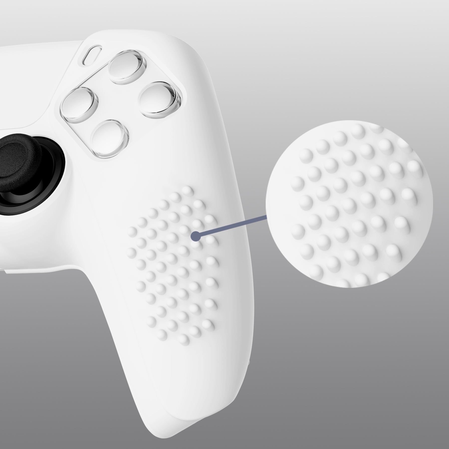 PlayVital 3D Studded Edition Anti-Slip Silicone Cover Skin with Thumb Grip Caps for PS5 Wireless Controller - White PlayVital