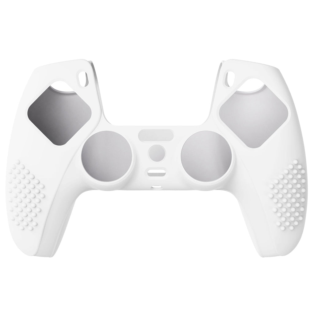 PlayVital 3D Studded Edition Anti-Slip Silicone Cover Skin with Thumb Grip Caps for PS5 Wireless Controller - White PlayVital