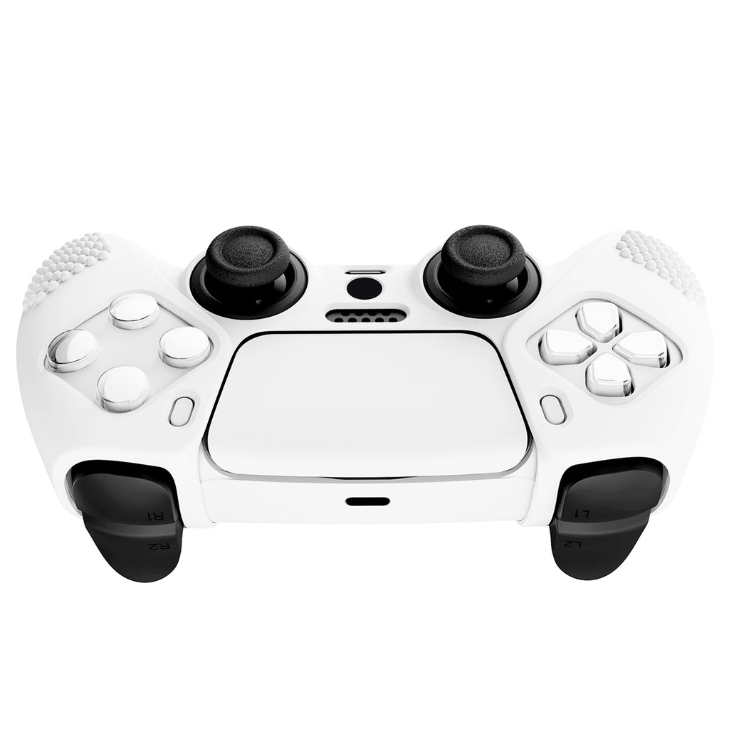 PlayVital 3D Studded Edition Anti-Slip Silicone Cover Skin with Thumb Grip Caps for PS5 Wireless Controller - White PlayVital