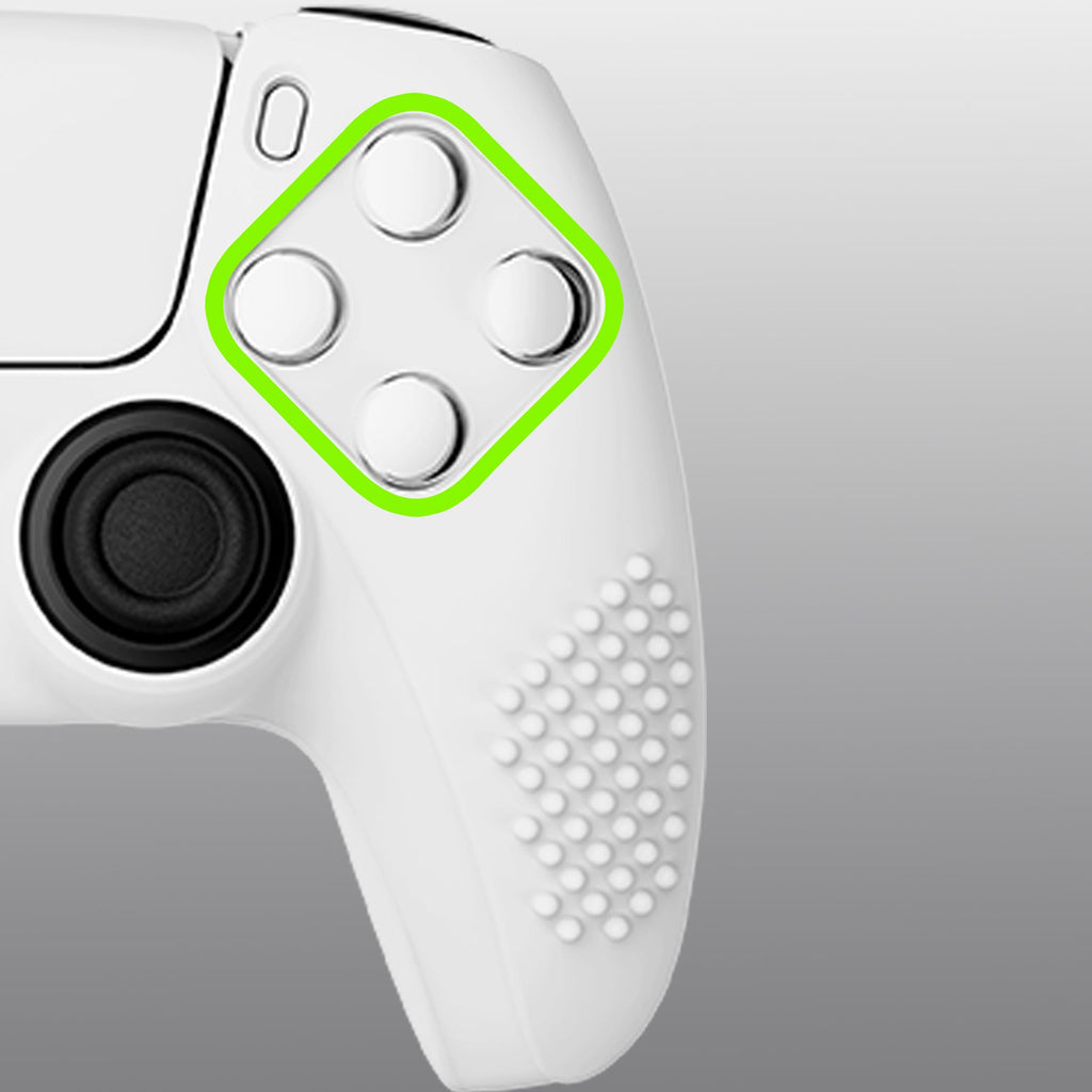 PlayVital 3D Studded Edition Anti-Slip Silicone Cover Skin with Thumb Grip Caps for PS5 Wireless Controller - White PlayVital