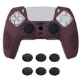 PlayVital 3D Studded Edition Anti-Slip Silicone Cover Skin with Thumb Grip Caps for PS5 Wireless Controller - Wine red PlayVital