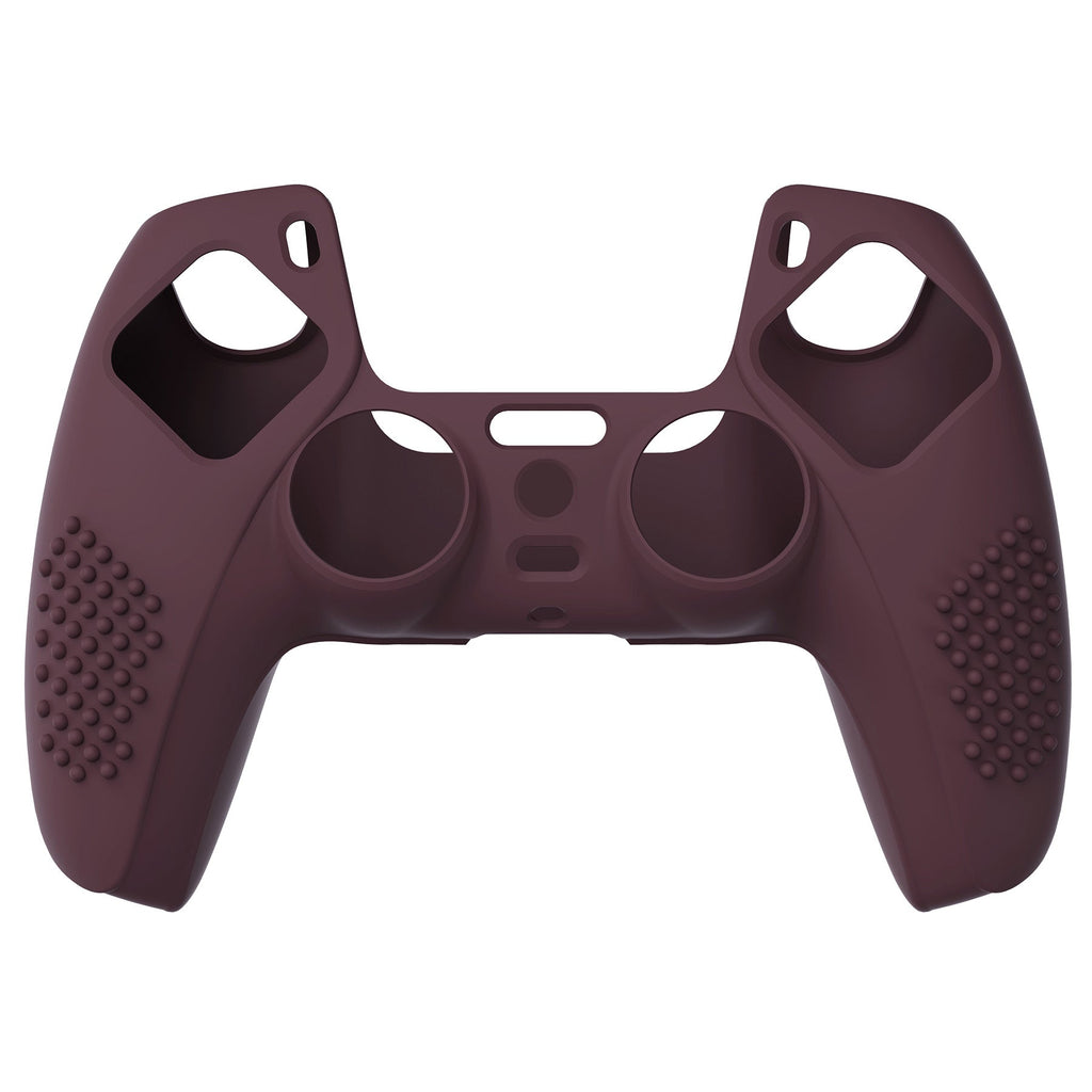 PlayVital 3D Studded Edition Anti-Slip Silicone Cover Skin with Thumb Grip Caps for PS5 Wireless Controller - Wine red PlayVital