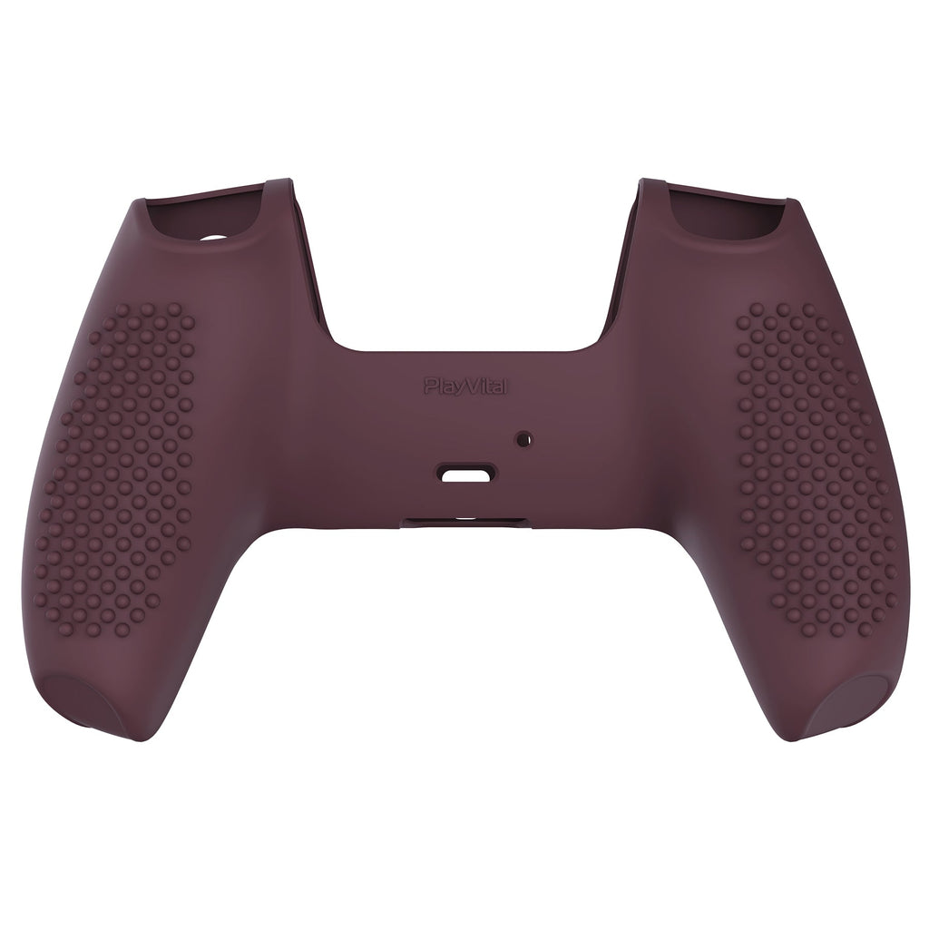 PlayVital 3D Studded Edition Anti-Slip Silicone Cover Skin with Thumb Grip Caps for PS5 Wireless Controller - Wine red PlayVital