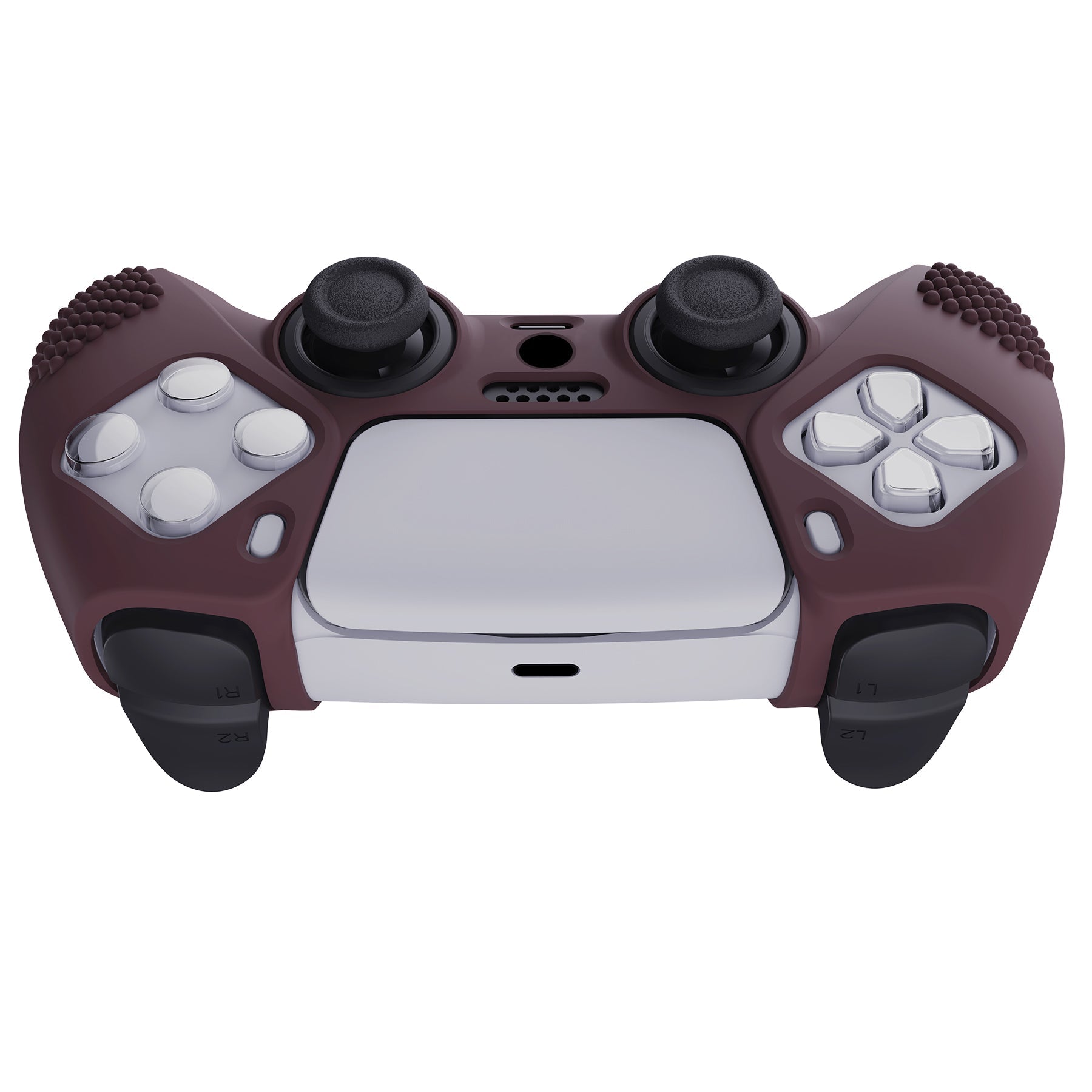 PlayVital 3D Studded Edition Anti-Slip Silicone Cover Skin with Thumb Grip Caps for PS5 Wireless Controller - Wine red PlayVital