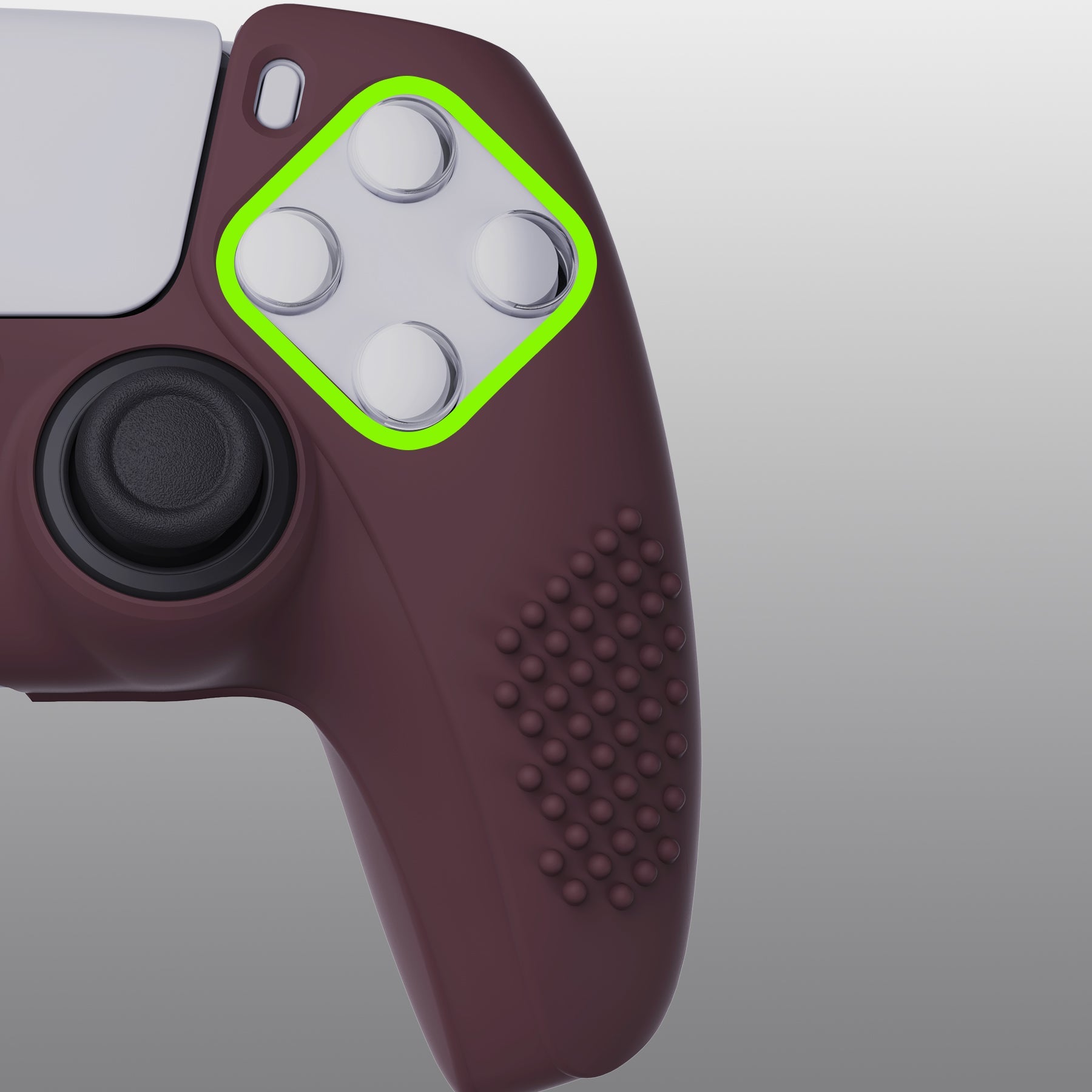 PlayVital 3D Studded Edition Anti-Slip Silicone Cover Skin with Thumb Grip Caps for PS5 Wireless Controller - Wine red PlayVital