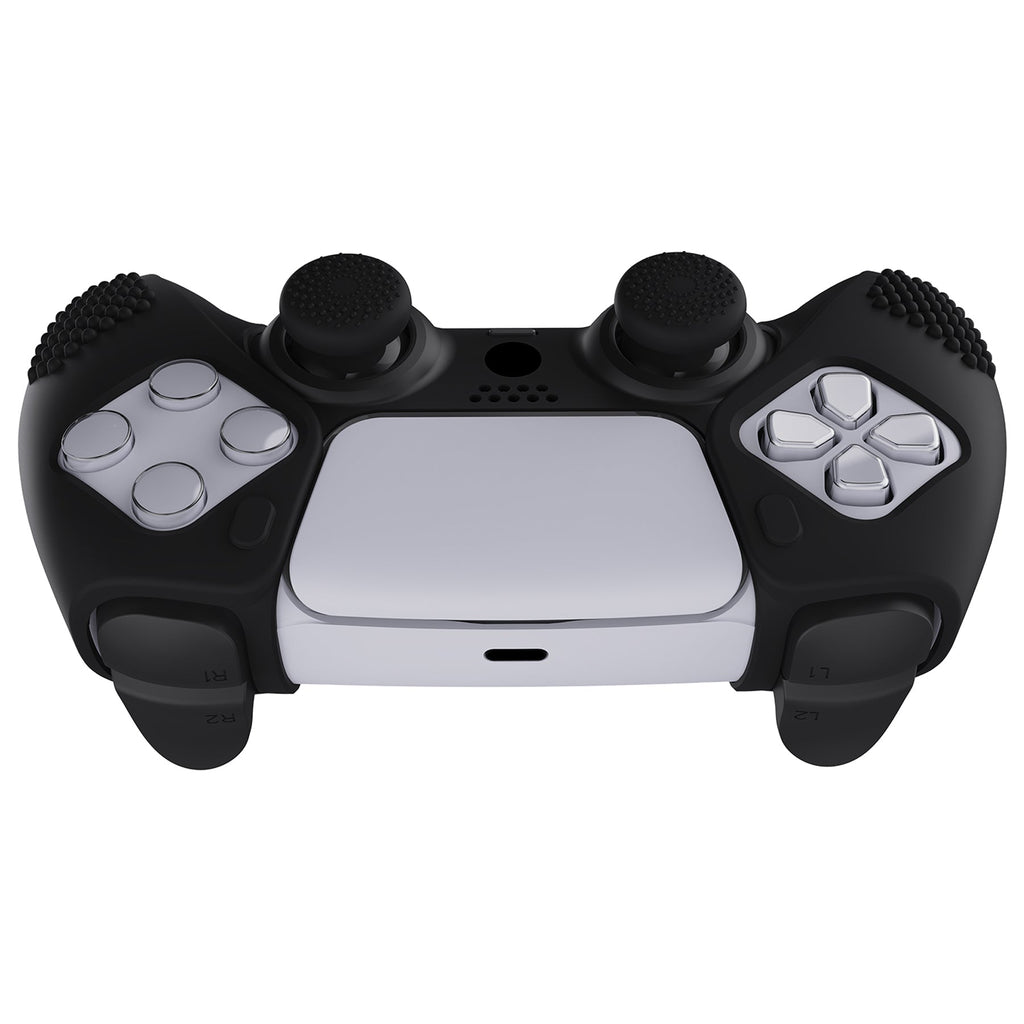 PlayVital 3D Studded Edition Anti-Slip Silicone Cover Skin with Thumb Grip Caps for PS5 Wireless Controller, Compatible with Charging Station - Black PlayVital