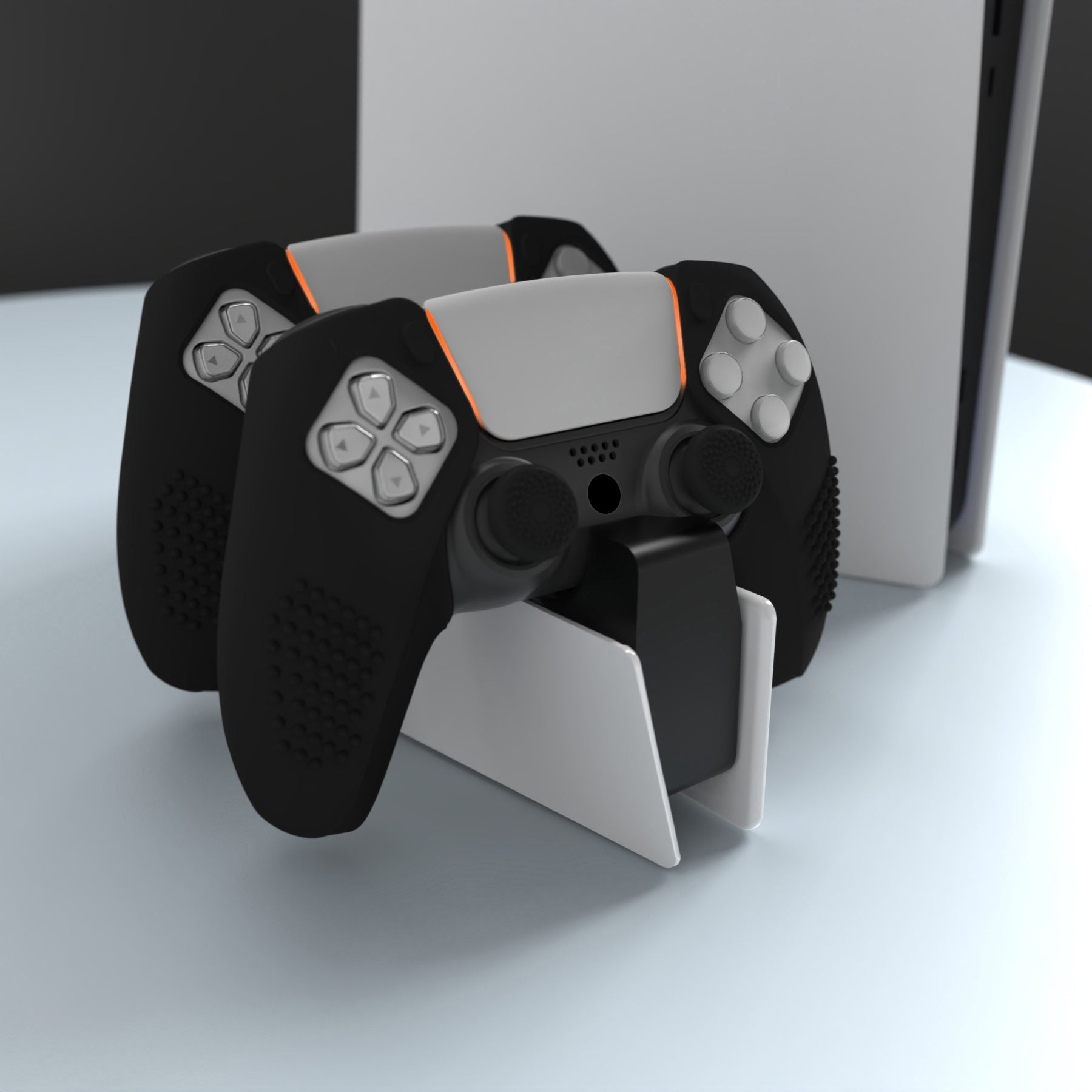 PlayVital 3D Studded Edition Anti-Slip Silicone Cover Skin with Thumb Grip Caps for PS5 Wireless Controller, Compatible with Charging Station - Black PlayVital