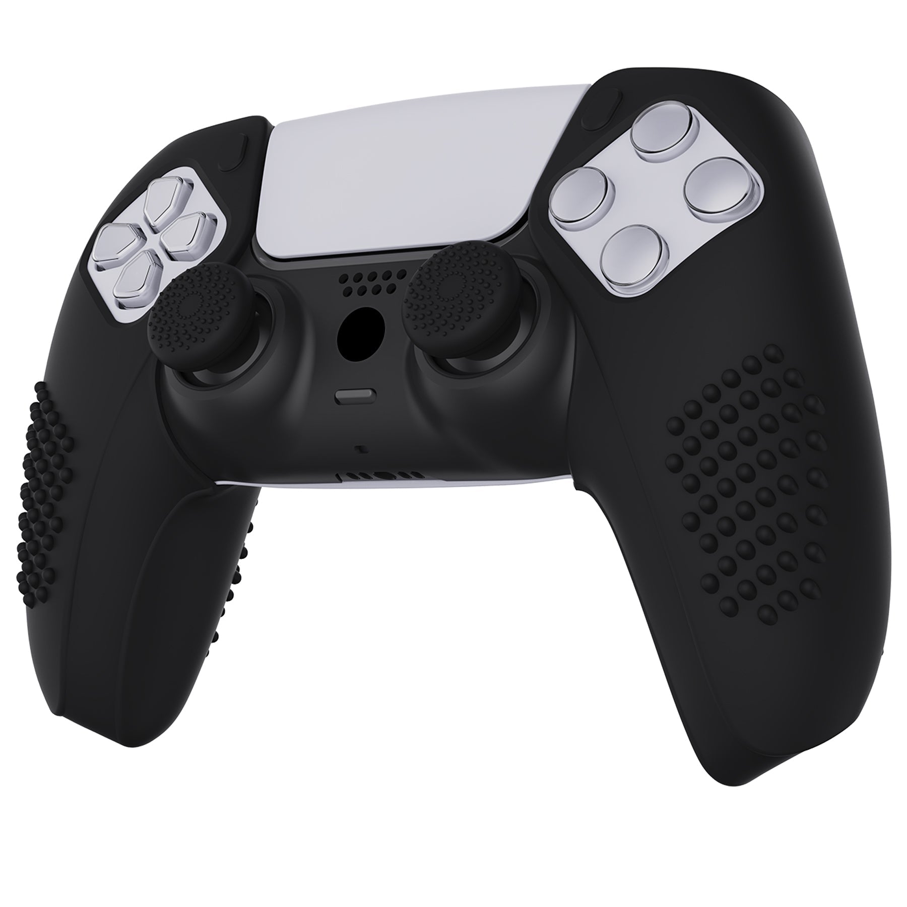 PlayVital 3D Studded Edition Anti-Slip Silicone Cover Skin with Thumb Grip Caps for PS5 Wireless Controller, Compatible with Charging Station - Black PlayVital