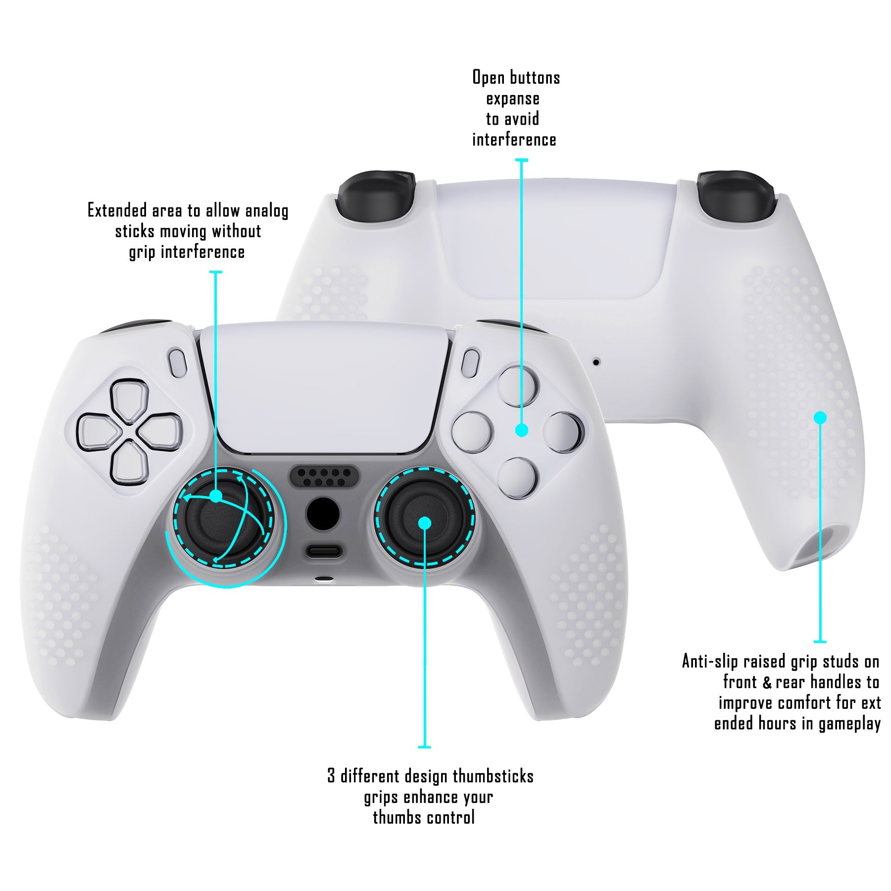 PlayVital 3D Studded Edition Anti-Slip Silicone Cover Skin with Thumb Grip Caps for PS5 Wireless Controller - Glow in Dark Green PlayVital