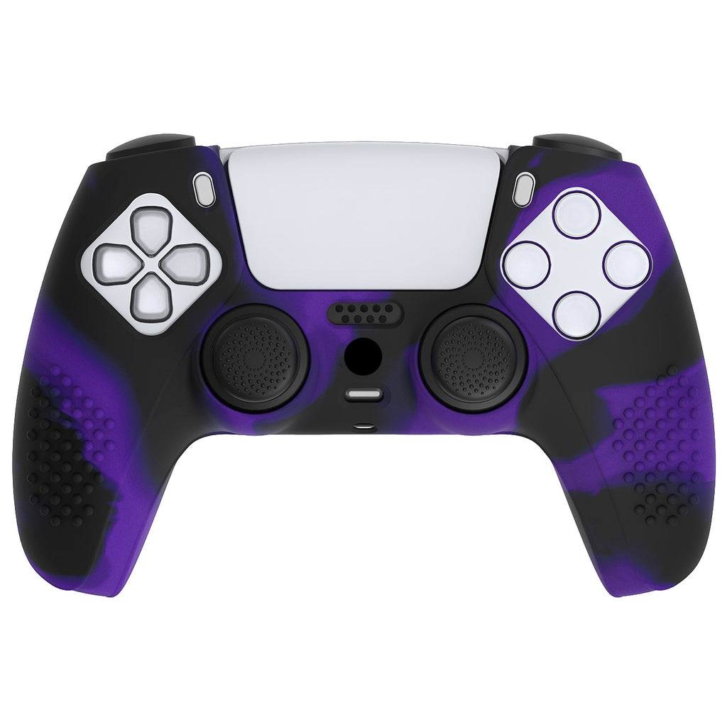 PlayVital 3D Studded Edition Anti-Slip Silicone Cover Skin with Thumb Grip Caps for PS5 Wireless Controller - Purple & Black PlayVital