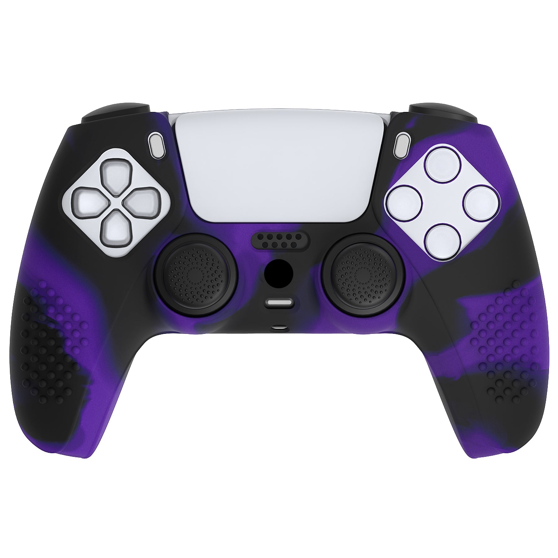 PlayVital 3D Studded Edition Anti-Slip Silicone Cover Skin with Thumb Grip Caps for PS5 Wireless Controller - Purple & Black PlayVital