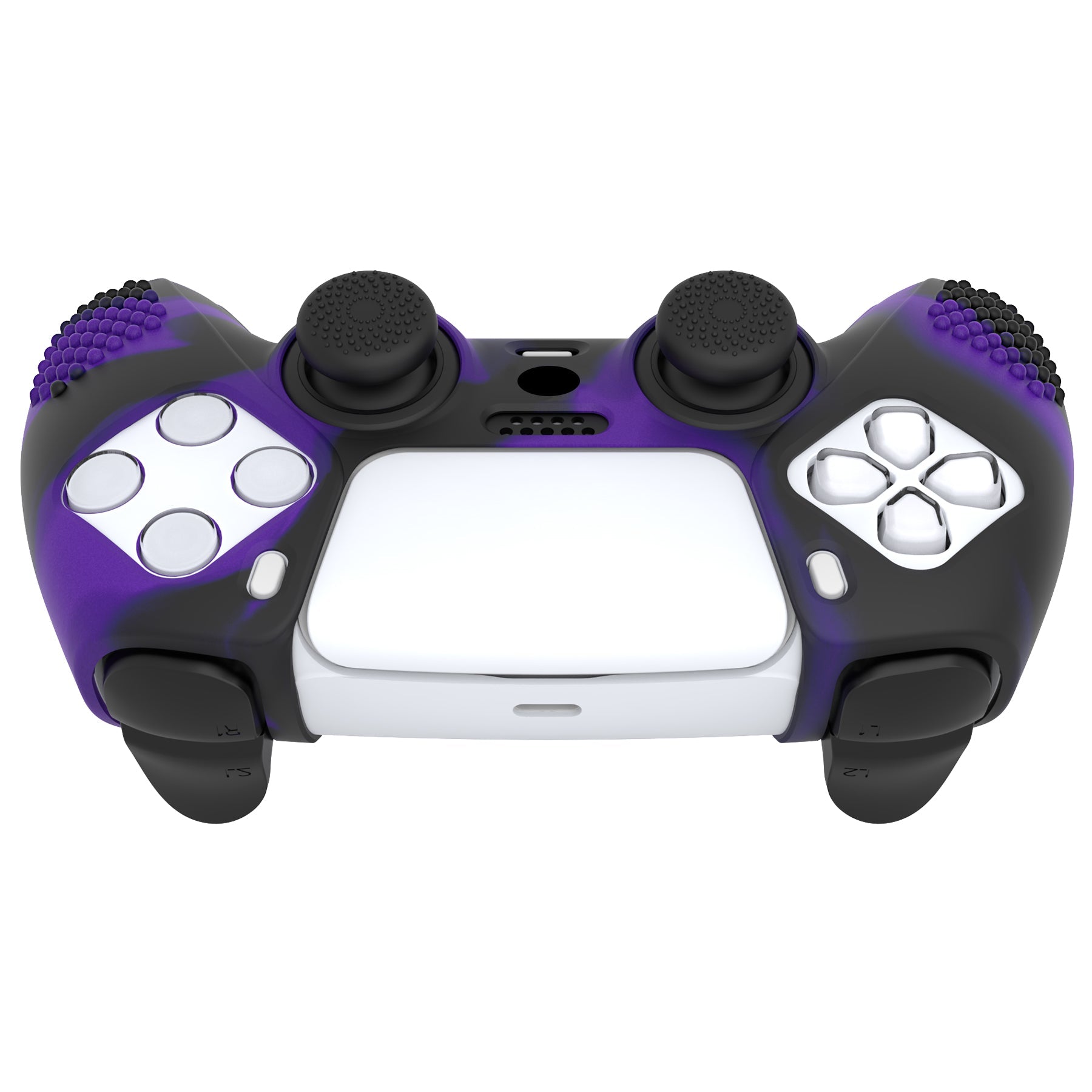 PlayVital 3D Studded Edition Anti-Slip Silicone Cover Skin with Thumb Grip Caps for PS5 Wireless Controller - Purple & Black PlayVital