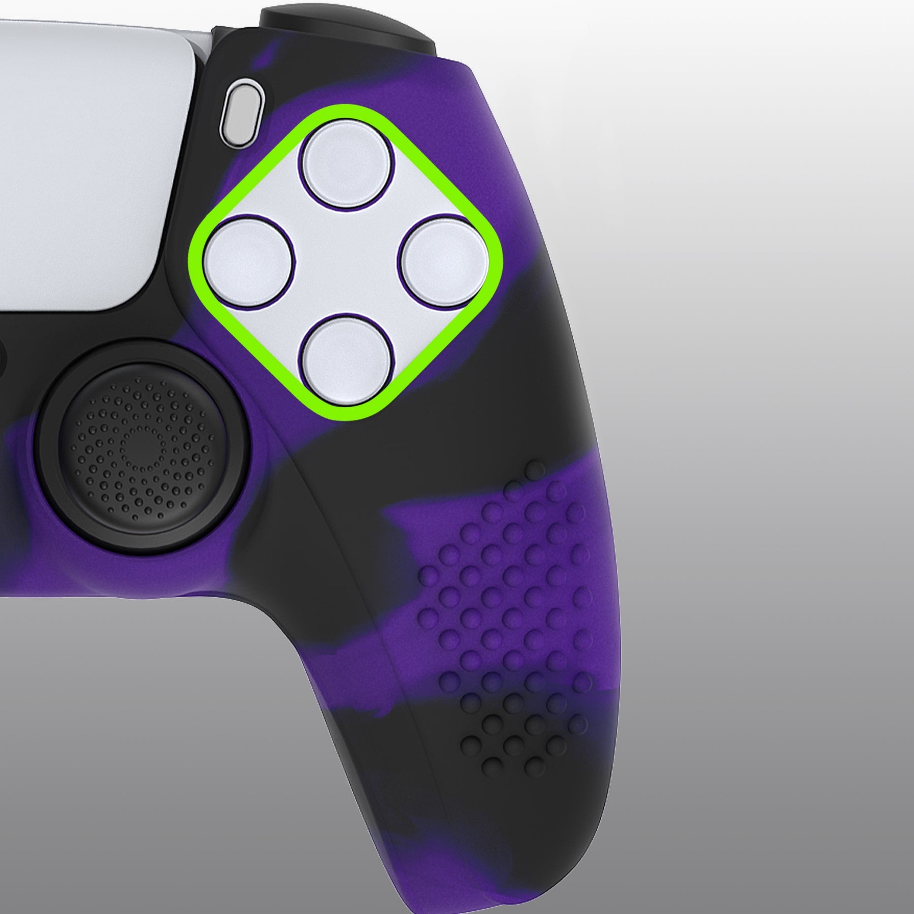PlayVital 3D Studded Edition Anti-Slip Silicone Cover Skin with Thumb Grip Caps for PS5 Wireless Controller - Purple & Black PlayVital