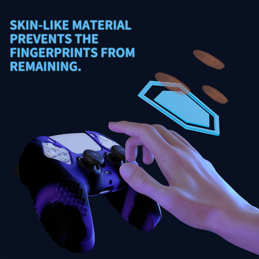PlayVital 3D Studded Edition Anti-Slip Silicone Cover Skin with Thumb Grip Caps for PS5 Wireless Controller - Purple & Black PlayVital