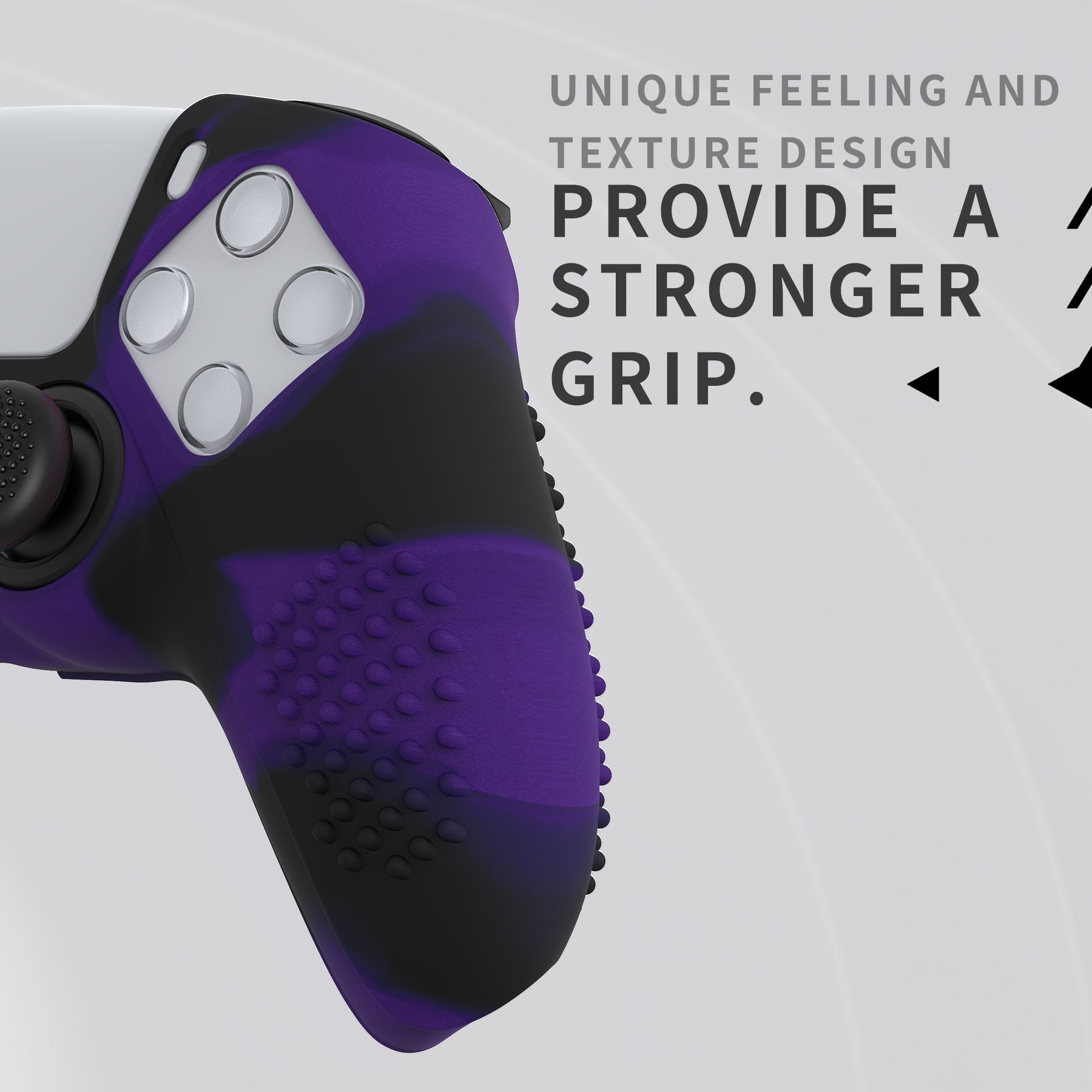 PlayVital 3D Studded Edition Anti-Slip Silicone Cover Skin with Thumb Grip Caps for PS5 Wireless Controller - Purple & Black PlayVital