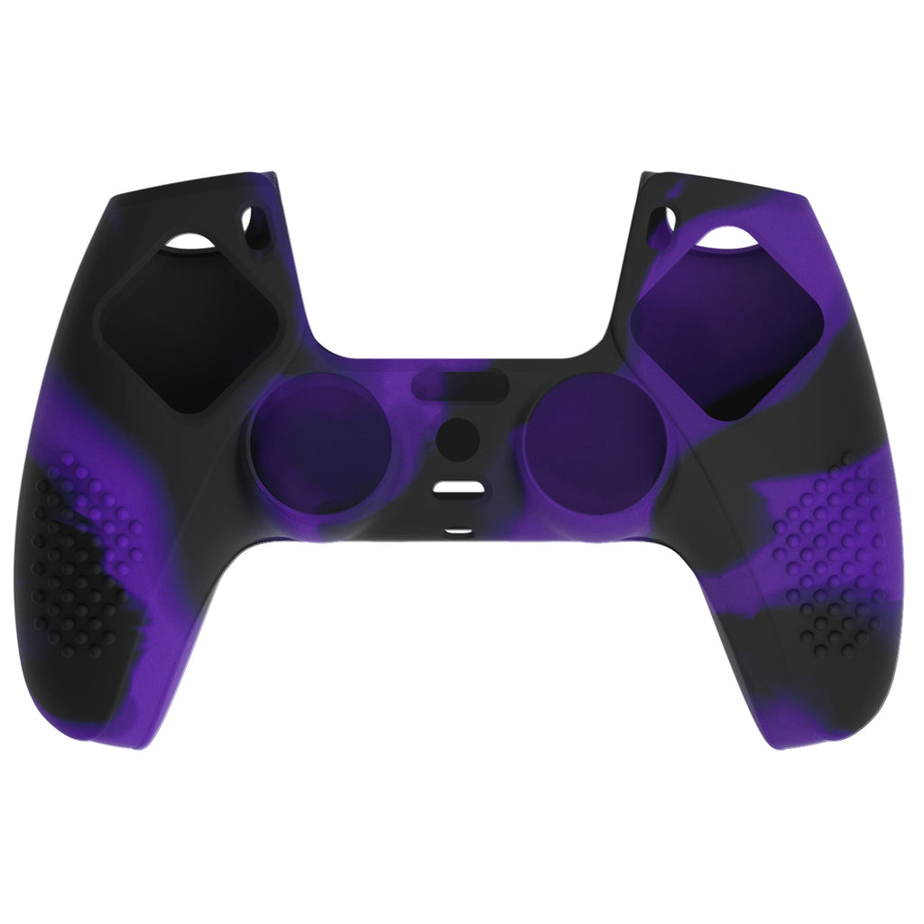 PlayVital 3D Studded Edition Anti-Slip Silicone Cover Skin with Thumb Grip Caps for PS5 Wireless Controller - Purple & Black PlayVital