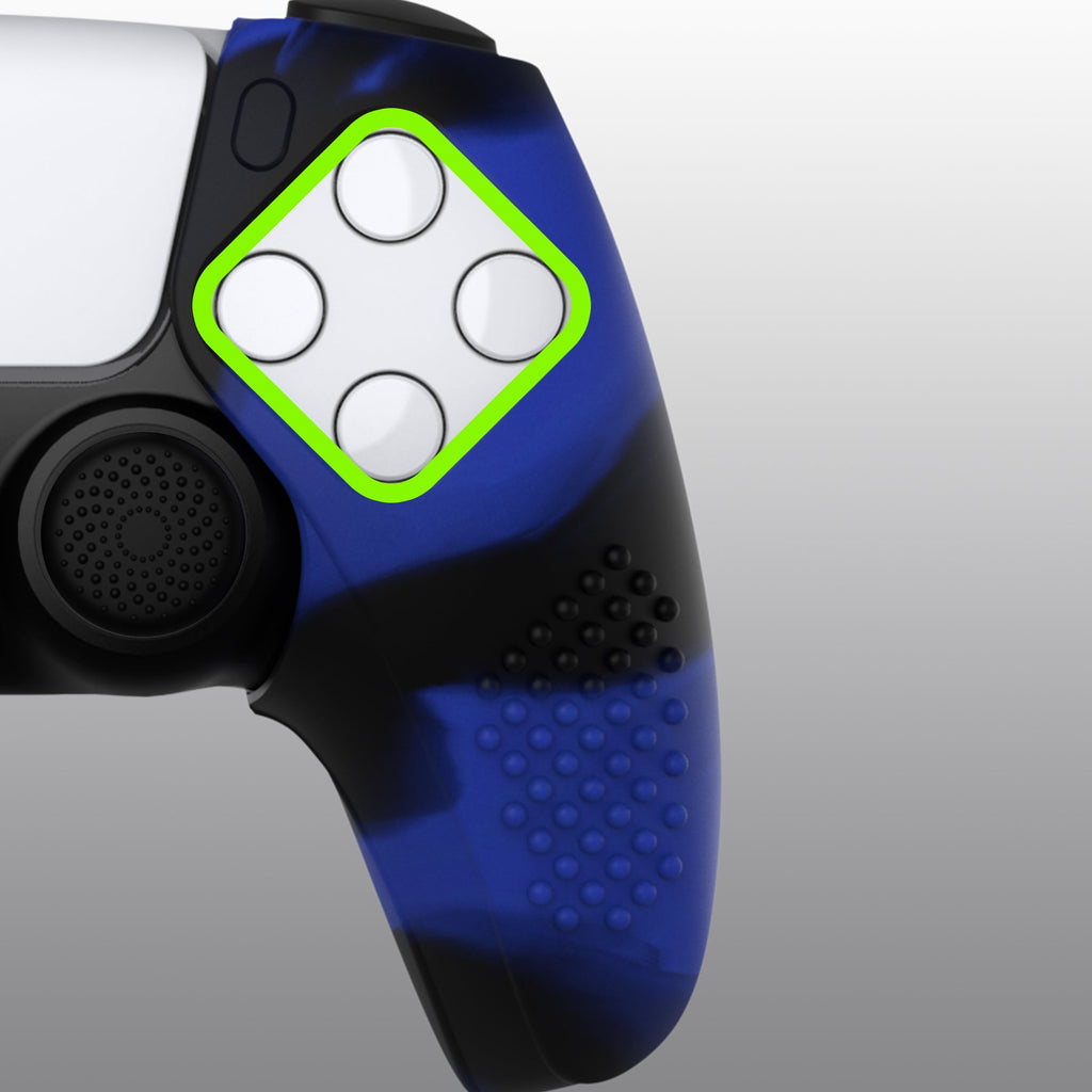 PlayVital 3D Studded Edition Anti-Slip Silicone Cover Skin with Thumb Grip Caps for PS5 Wireless Controller, Compatible with Charging Station - Blue & Black PlayVital