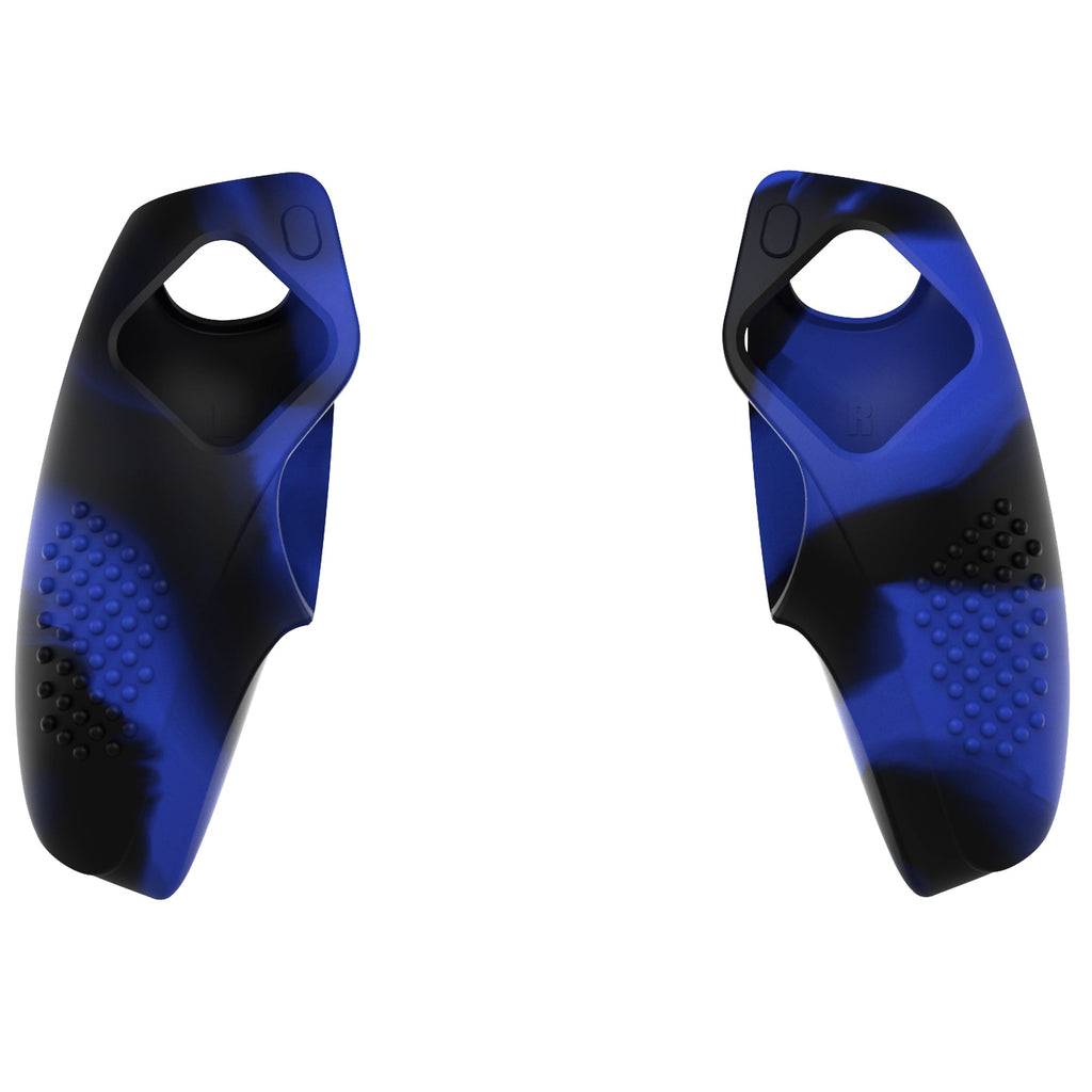 PlayVital 3D Studded Edition Anti-Slip Silicone Cover Skin with Thumb Grip Caps for PS5 Wireless Controller, Compatible with Charging Station - Blue & Black PlayVital