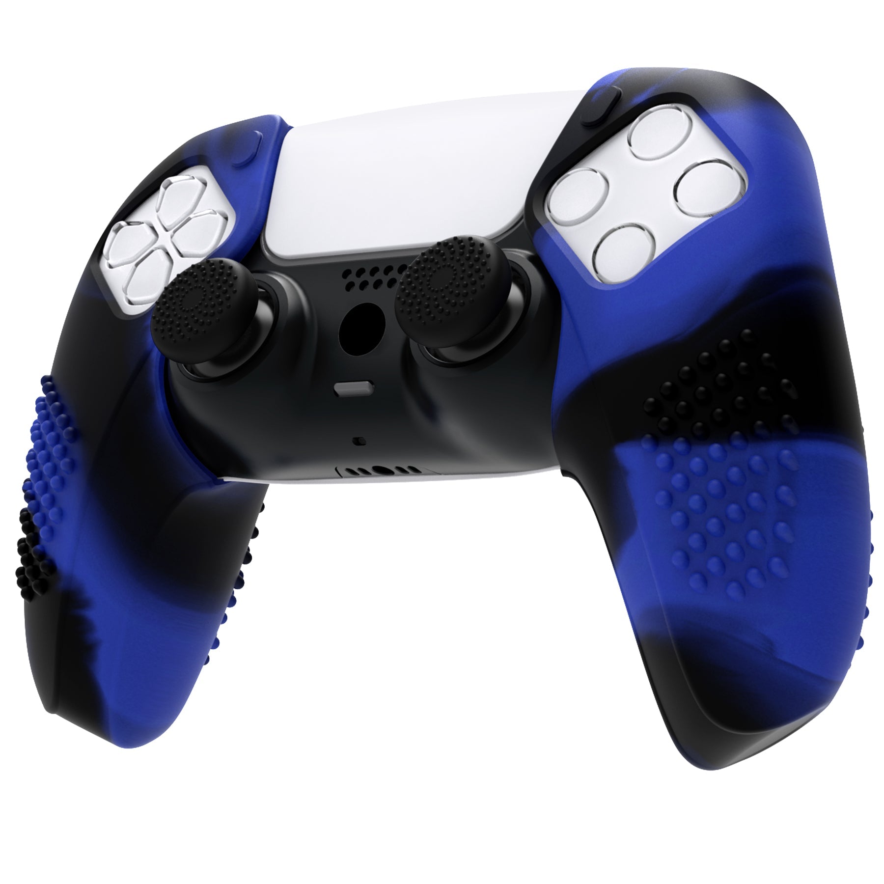 PlayVital 3D Studded Edition Anti-Slip Silicone Cover Skin with Thumb Grip Caps for PS5 Wireless Controller, Compatible with Charging Station - Blue & Black PlayVital
