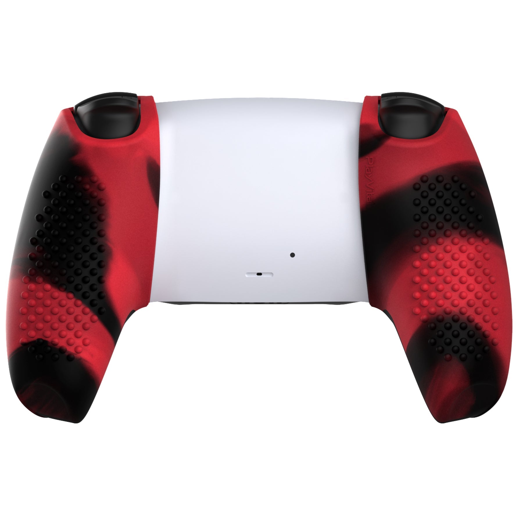 PlayVital 3D Studded Edition Anti-Slip Silicone Cover Skin with Thumb Grip Caps for PS5 Wireless Controller, Compatible with Charging Station - Red & Black PlayVital