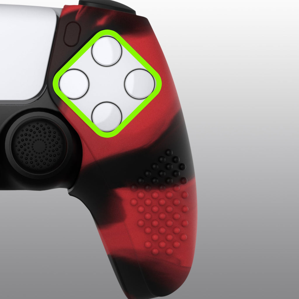 PlayVital 3D Studded Edition Anti-Slip Silicone Cover Skin with Thumb Grip Caps for PS5 Wireless Controller, Compatible with Charging Station - Red & Black PlayVital
