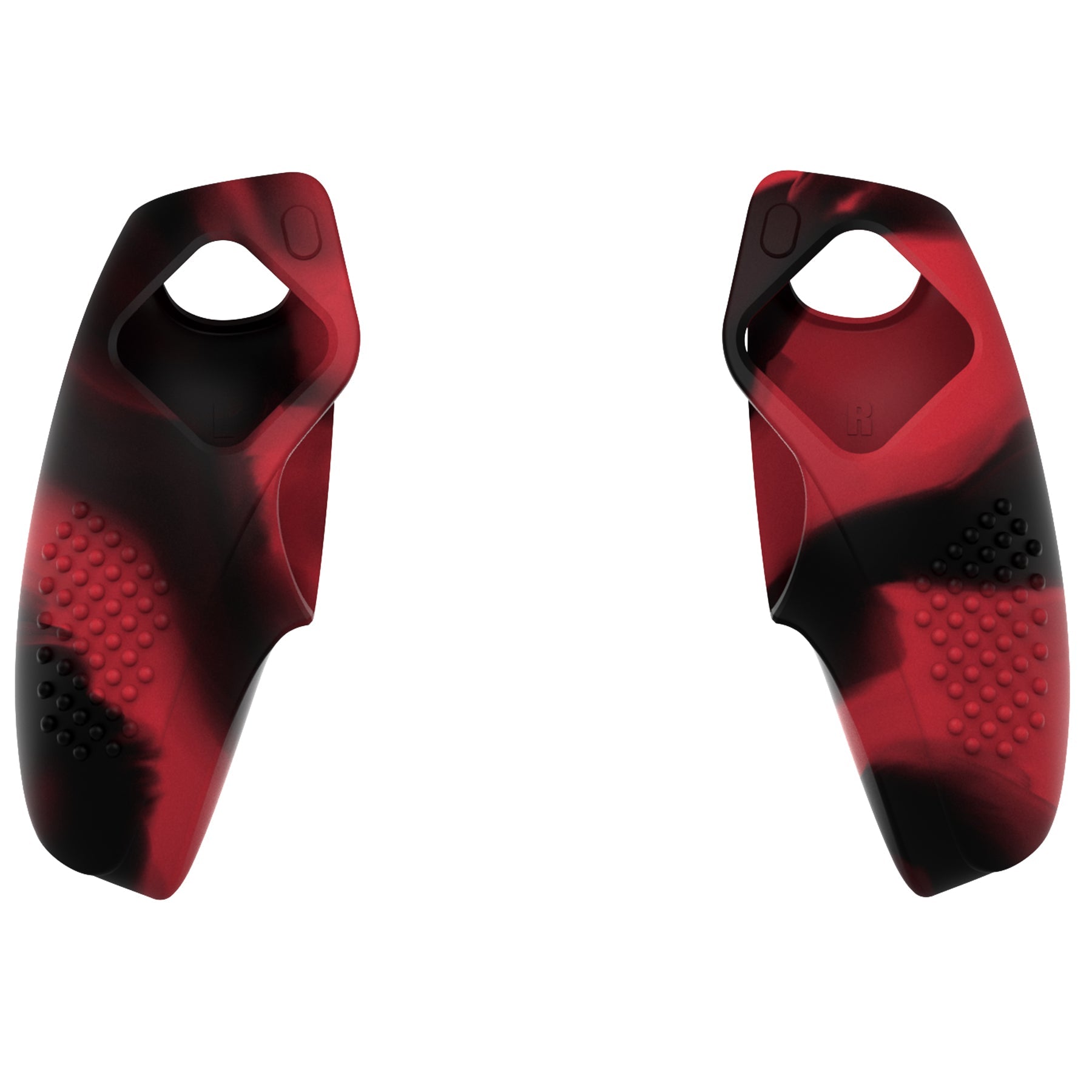 PlayVital 3D Studded Edition Anti-Slip Silicone Cover Skin with Thumb Grip Caps for PS5 Wireless Controller, Compatible with Charging Station - Red & Black PlayVital