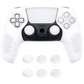 PlayVital 3D Studded Edition Anti-Slip Silicone Cover Skin with Thumb Grip Caps for PS5 Wireless Controller, Compatible with Charging Station - White PlayVital