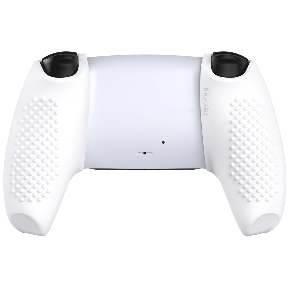 PlayVital 3D Studded Edition Anti-Slip Silicone Cover Skin with Thumb Grip Caps for PS5 Wireless Controller, Compatible with Charging Station - White PlayVital