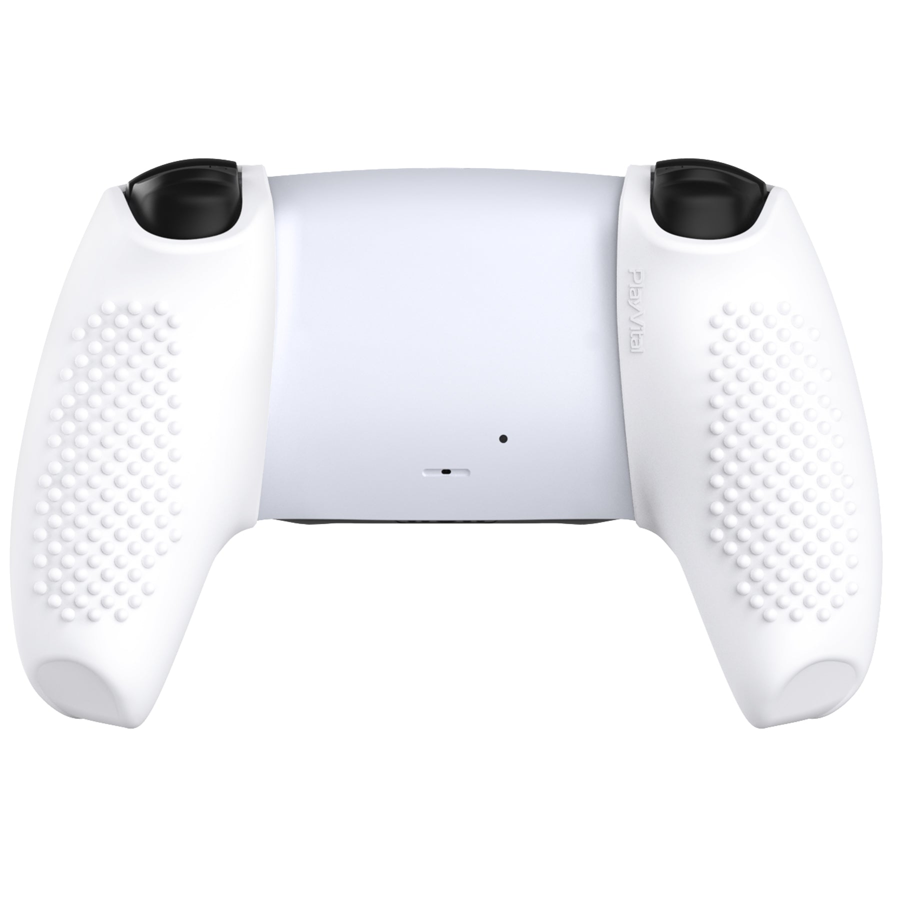 PlayVital 3D Studded Edition Anti-Slip Silicone Cover Skin with Thumb Grip Caps for PS5 Wireless Controller, Compatible with Charging Station - White PlayVital