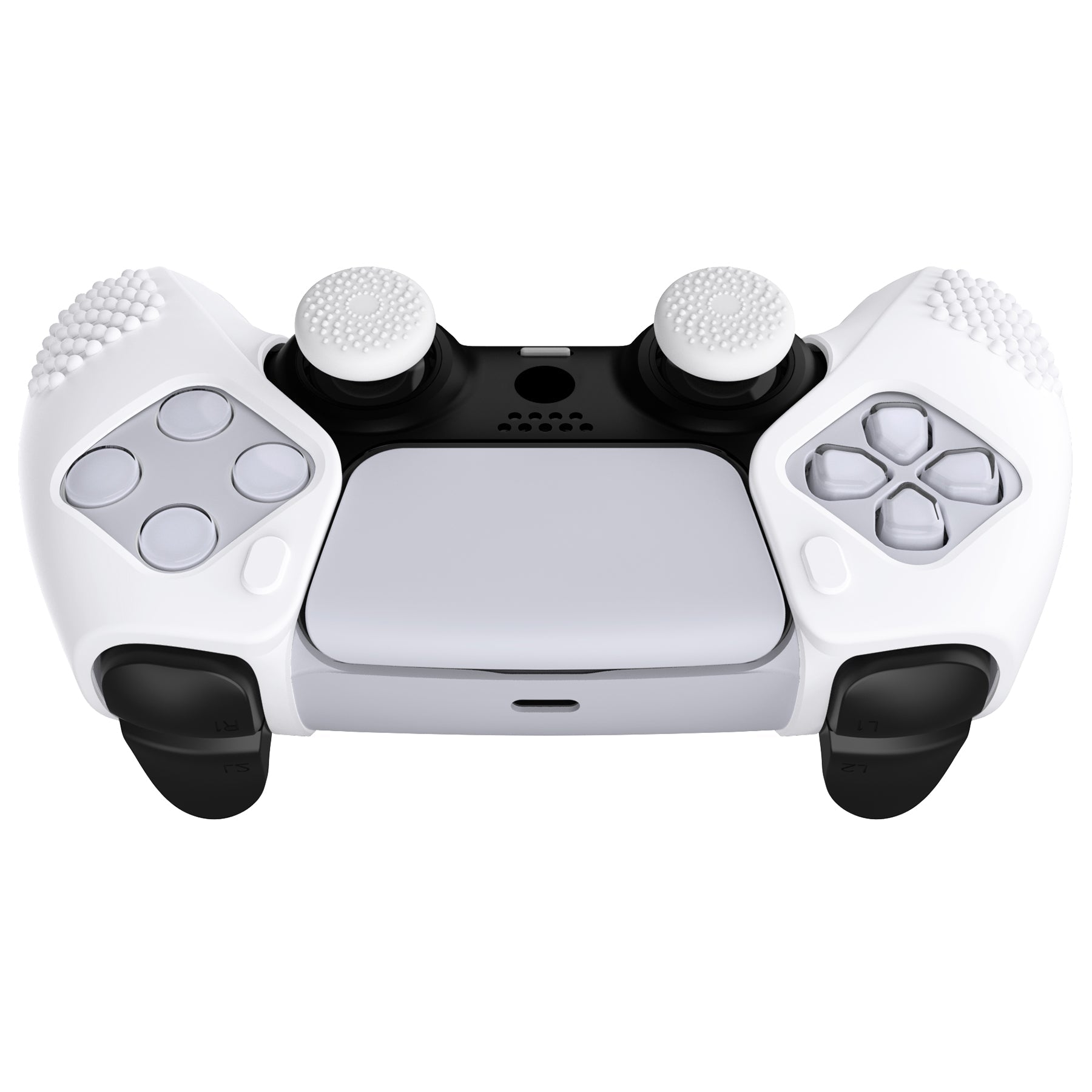 PlayVital 3D Studded Edition Anti-Slip Silicone Cover Skin with Thumb Grip Caps for PS5 Wireless Controller, Compatible with Charging Station - White PlayVital