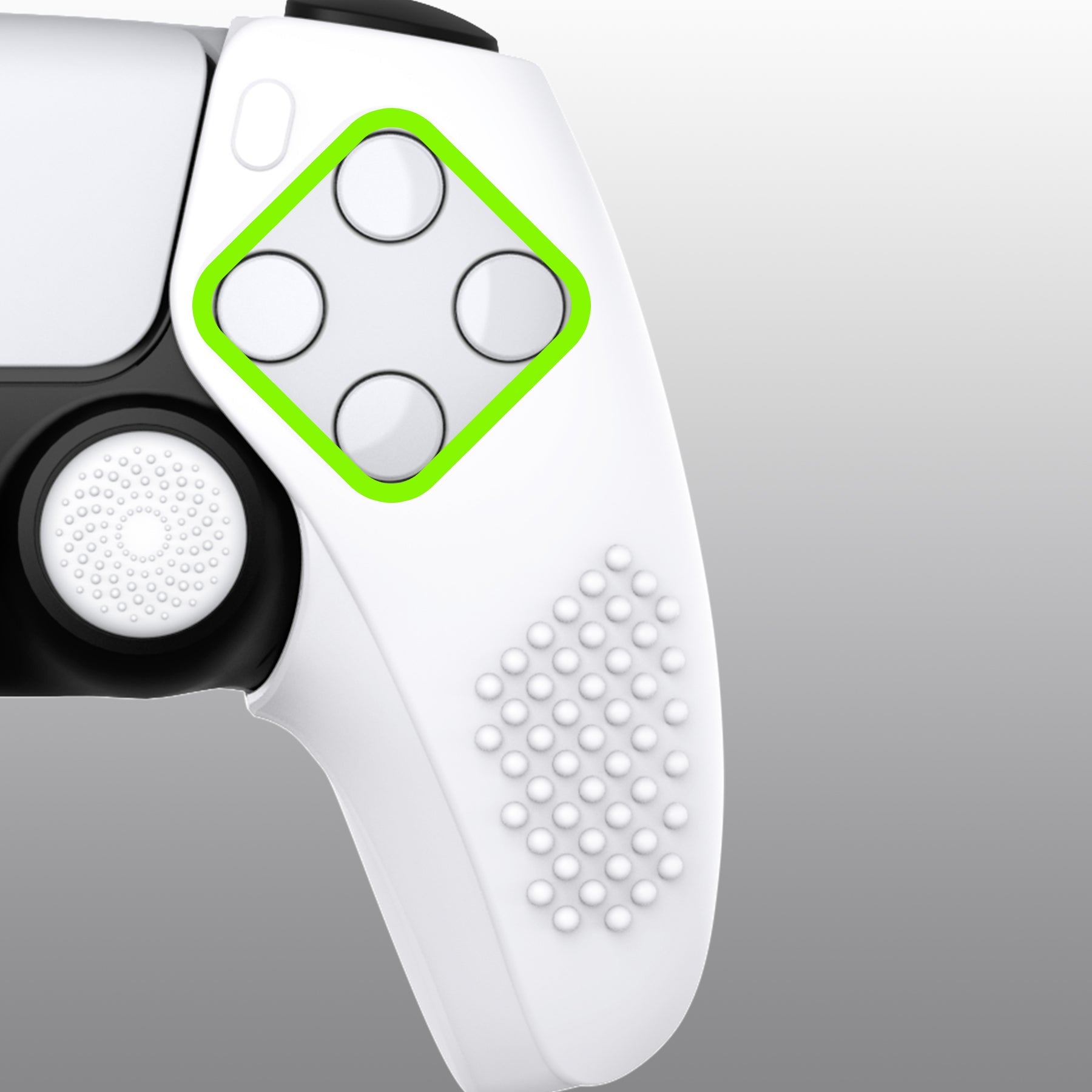 PlayVital 3D Studded Edition Anti-Slip Silicone Cover Skin with Thumb Grip Caps for PS5 Wireless Controller, Compatible with Charging Station - White PlayVital