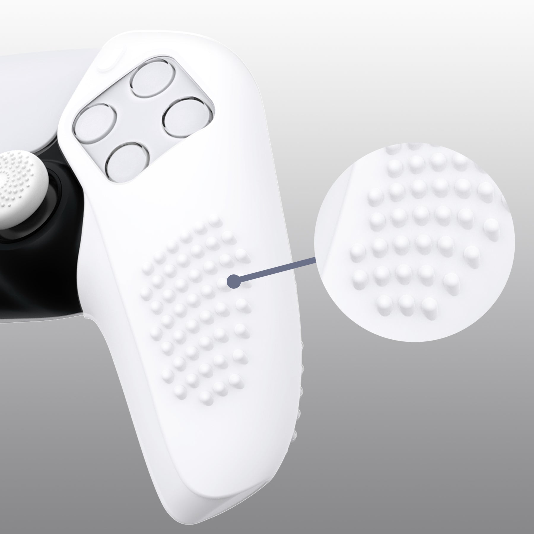 PlayVital 3D Studded Edition Anti-Slip Silicone Cover Skin with Thumb Grip Caps for PS5 Wireless Controller, Compatible with Charging Station - White PlayVital