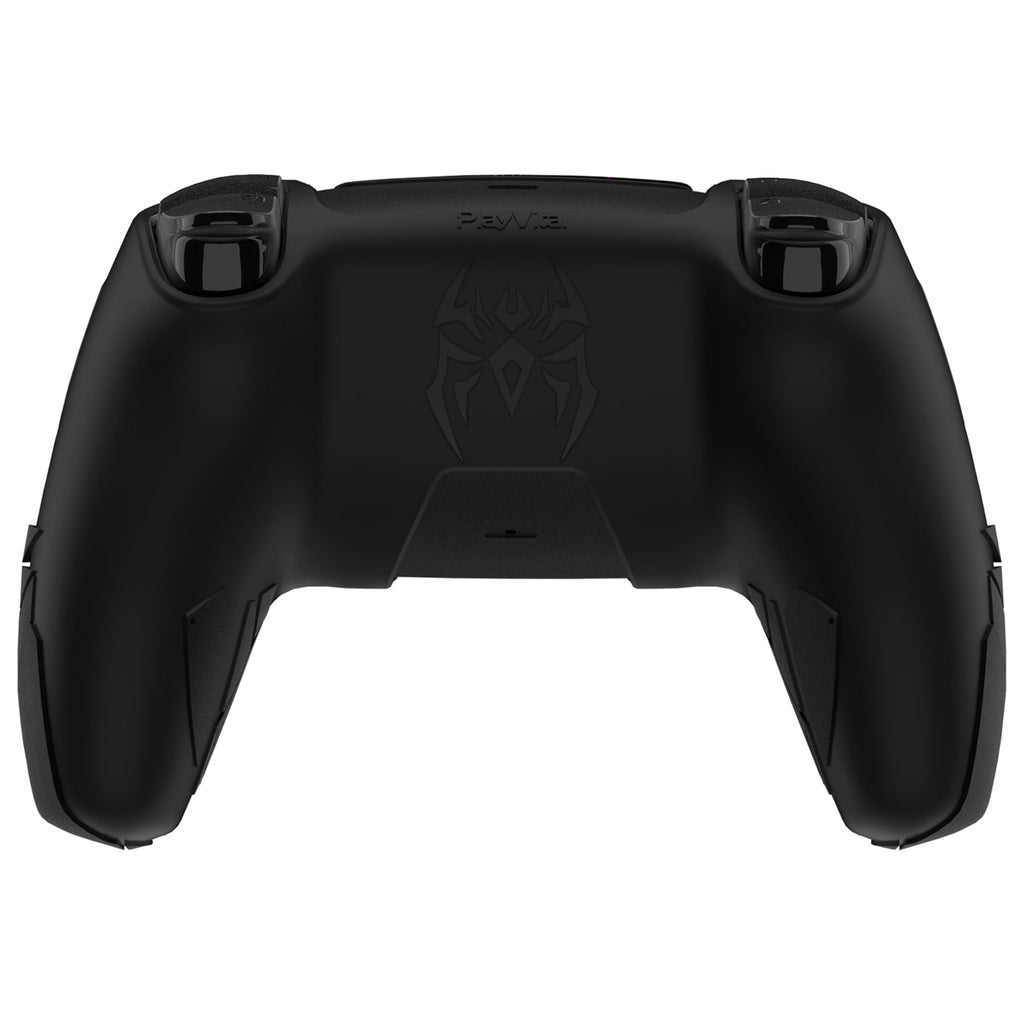 PlayVital Cyber Spider Design Silicone Case for PS5 Controller with 2 Thumb Grips and 6 Sticker, Compatible with Charging Dock - Black & Purple PlayVital