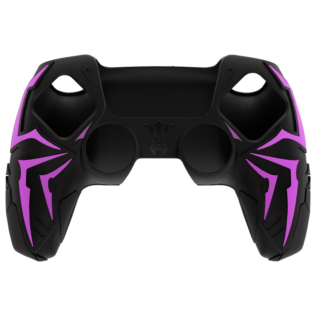 PlayVital Cyber Spider Design Silicone Case for PS5 Controller with 2 Thumb Grips and 6 Sticker, Compatible with Charging Dock - Black & Purple PlayVital
