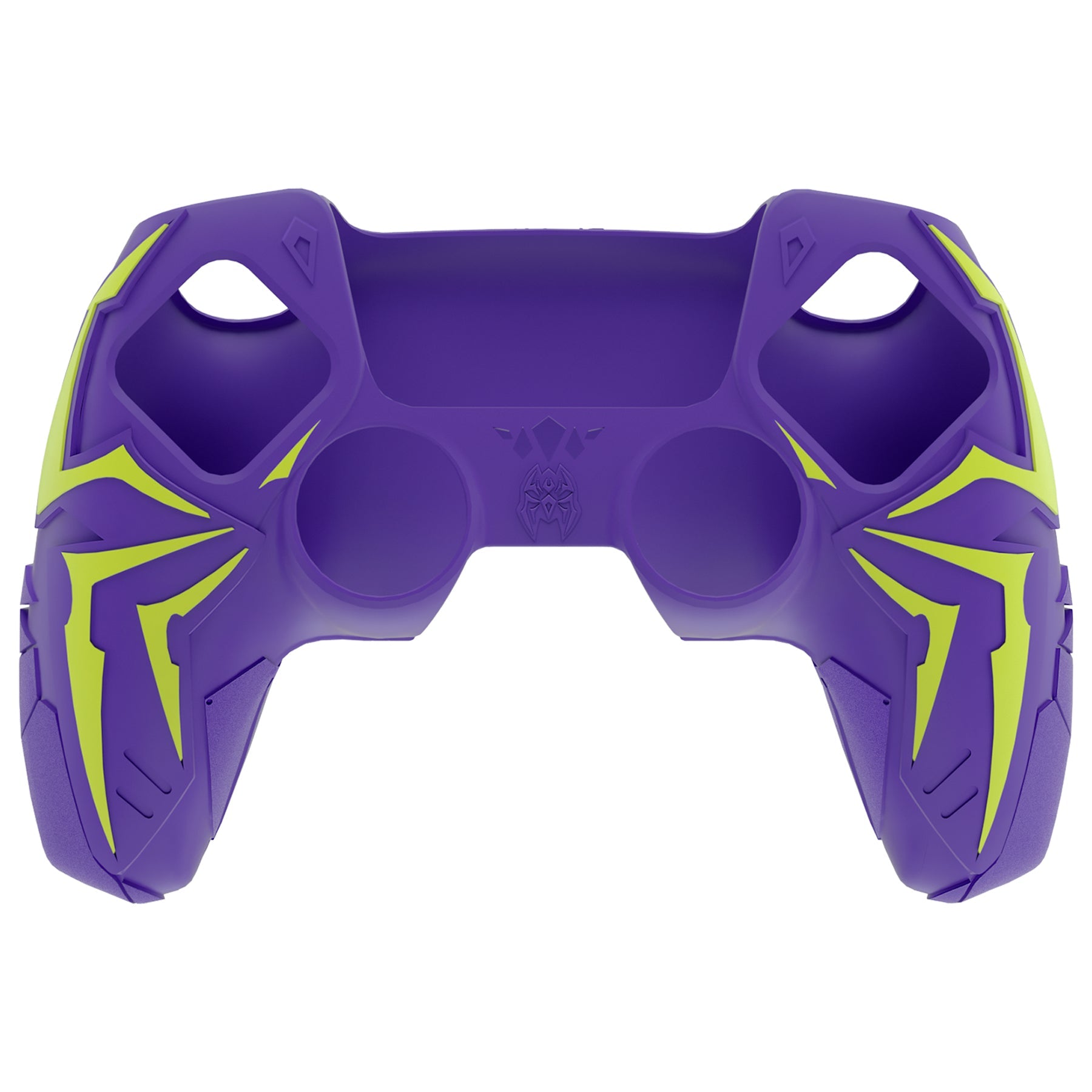 PlayVital Cyber Spider Design Silicone Case for PS5 Controller with 2 Thumb Grips and 6 Sticker, Compatible with Charging Dock - Purple & Green PlayVital