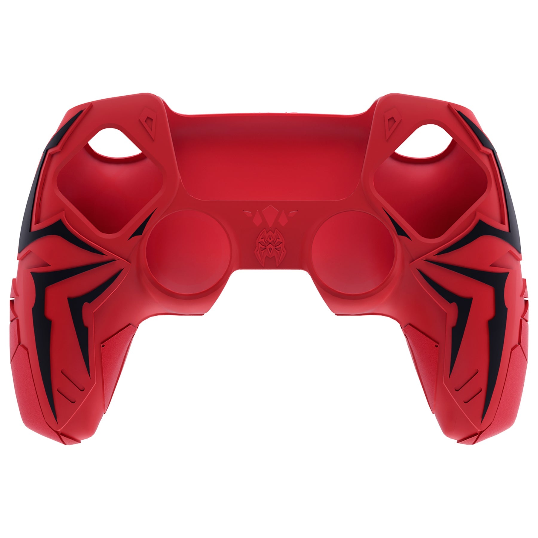 PlayVital Cyber Spider Design Silicone Case for PS5 Controller with 2 Thumb Grips and 6 Sticker, Compatible with Charging Dock - Red & Black PlayVital