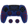 PlayVital Cyber Spider Design Silicone Case for PS5 Controller with 2 Thumb Grips and 6 Sticker, Compatible with Charging Dock - Red & Blue PlayVital