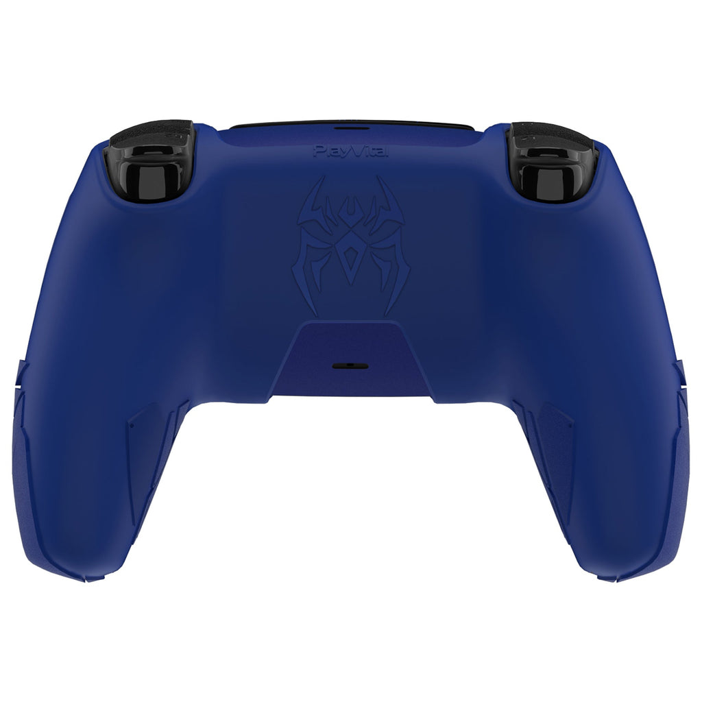PlayVital Cyber Spider Design Silicone Case for PS5 Controller with 2 Thumb Grips and 6 Sticker, Compatible with Charging Dock - Red & Blue PlayVital
