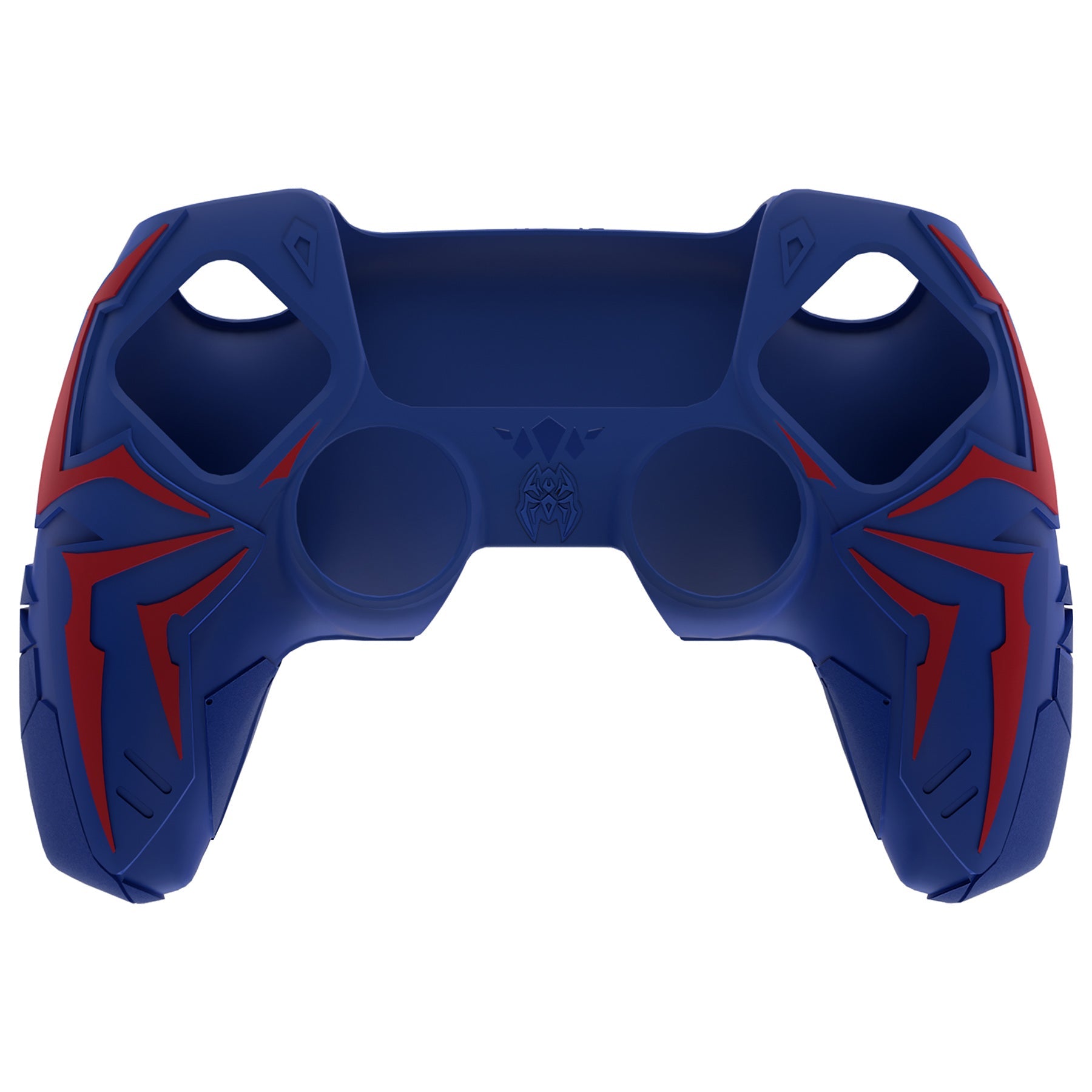 PlayVital Cyber Spider Design Silicone Case for PS5 Controller with 2 Thumb Grips and 6 Sticker, Compatible with Charging Dock - Red & Blue PlayVital