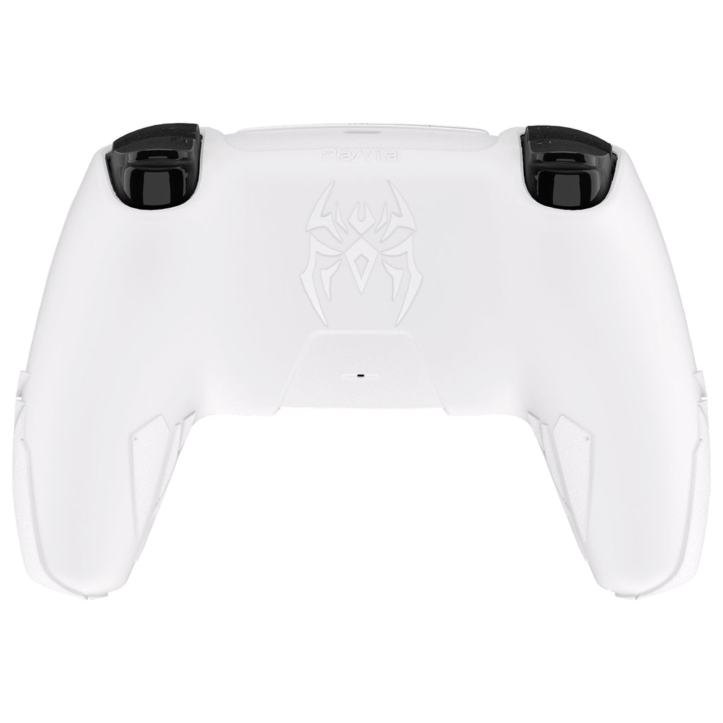 PlayVital Cyber Spider Design Silicone Case for PS5 Controller with 2 Thumb Grips and 6 Sticker, Compatible with Charging Dock - White & Pink PlayVital