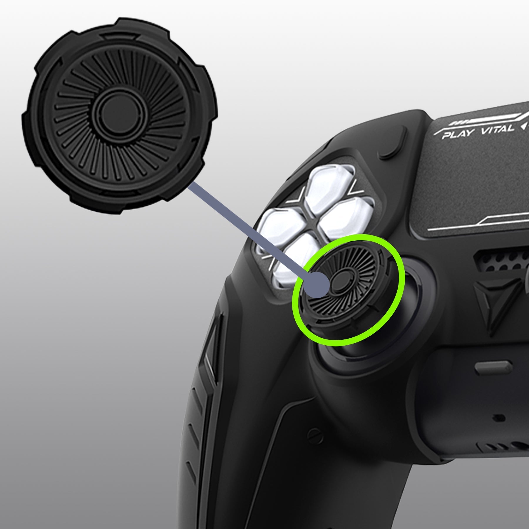 PlayVital Futuristic CyberMech Design Silicone Grip Skin with Thumb Grips for PS5 Wireless Controller, Compatible with PS5 Official Charging Dock - Black PlayVital