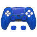 PlayVital Futuristic CyberMech Design Silicone Grip Skin with Thumb Grips for PS5 Wireless Controller, Compatible with PS5 Official Charging Dock - Blue PlayVital